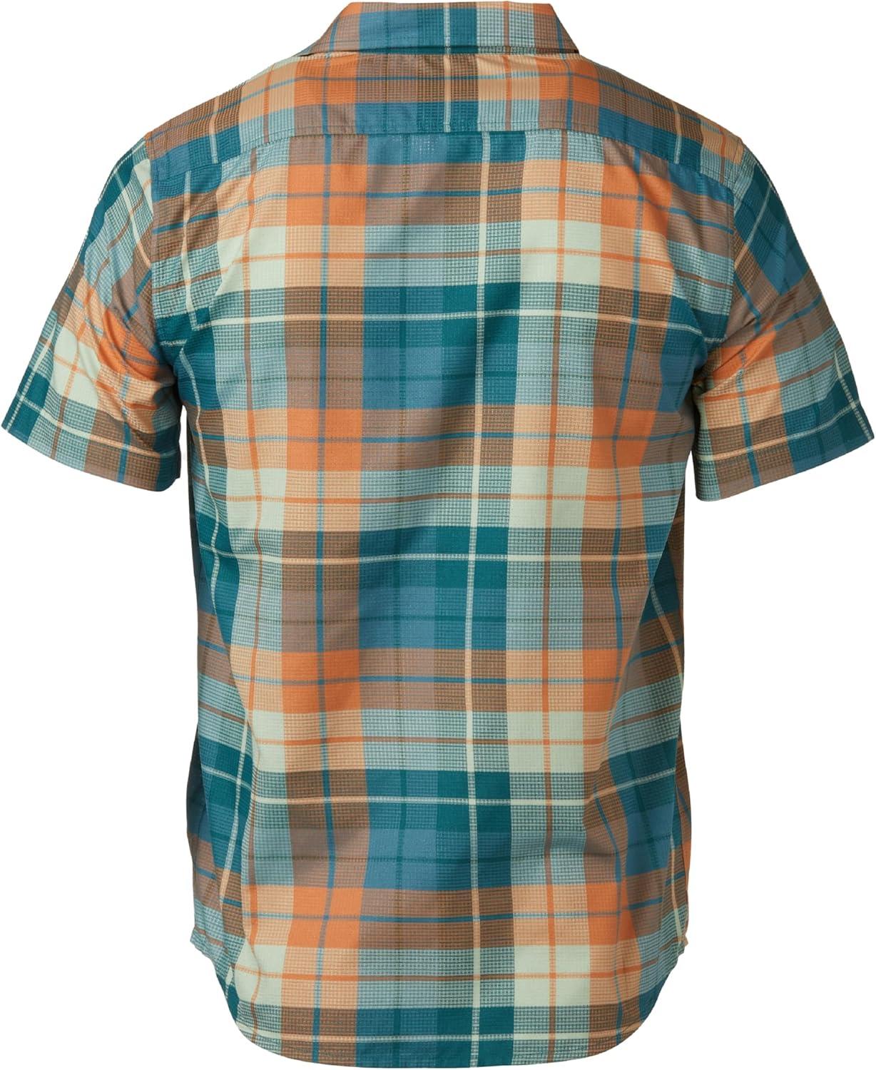 imageMARMOT Mens Aerobora Short Sleeve ButtonDown Shirt Lightweight Packable QuickDrying UPF ProtectionDark Jungle Wayland Plaid