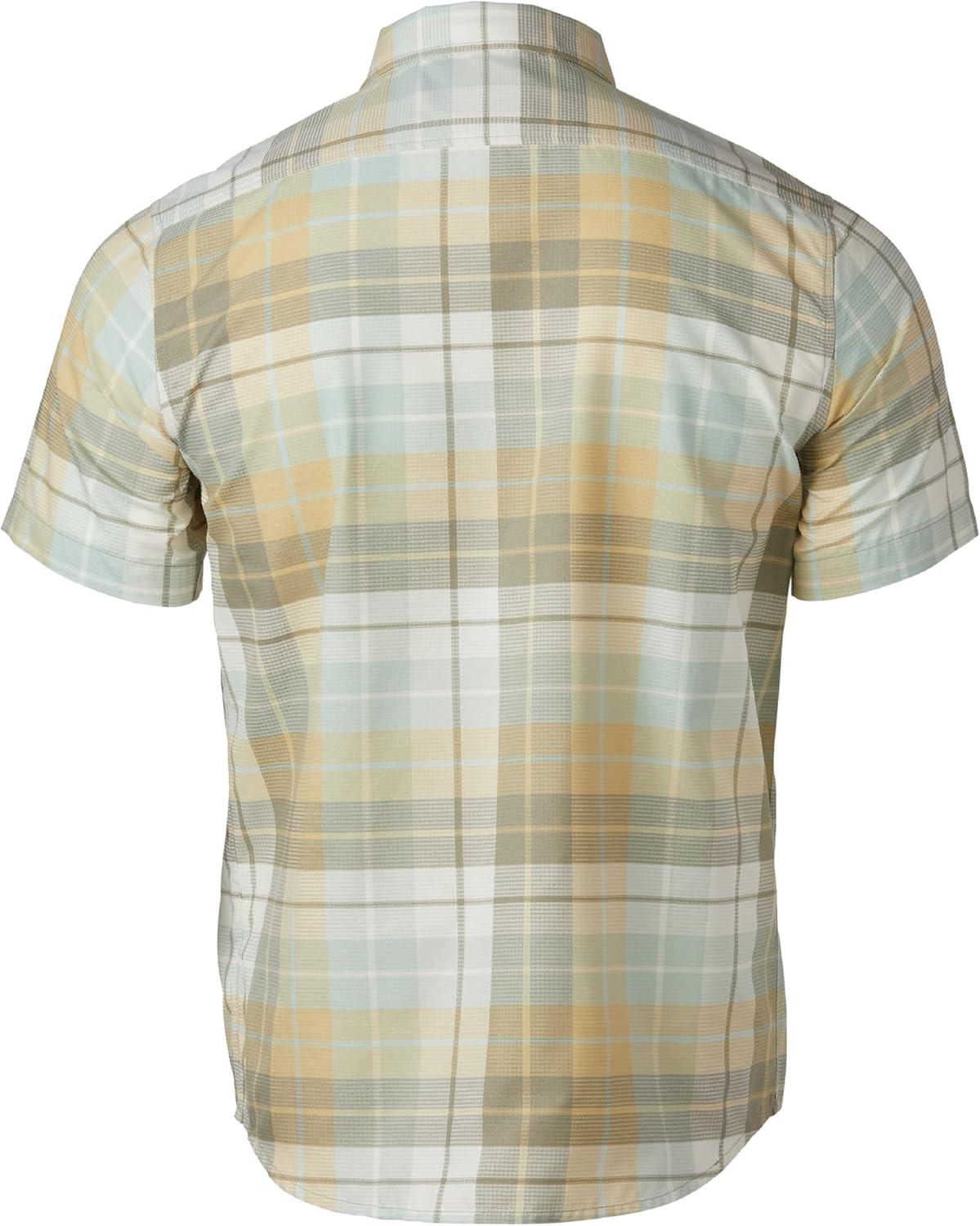 imageMARMOT Mens Aerobora Short Sleeve ButtonDown Shirt Lightweight Packable QuickDrying UPF ProtectionVetiver Wayland Plaid