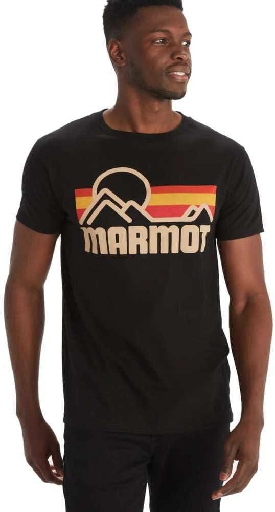imageMARMOT Mens Coastal ShortSleeve TShirt Screen Printed Graphic on Soft Breathable EcoFriendly CottonPoly BlendBlack