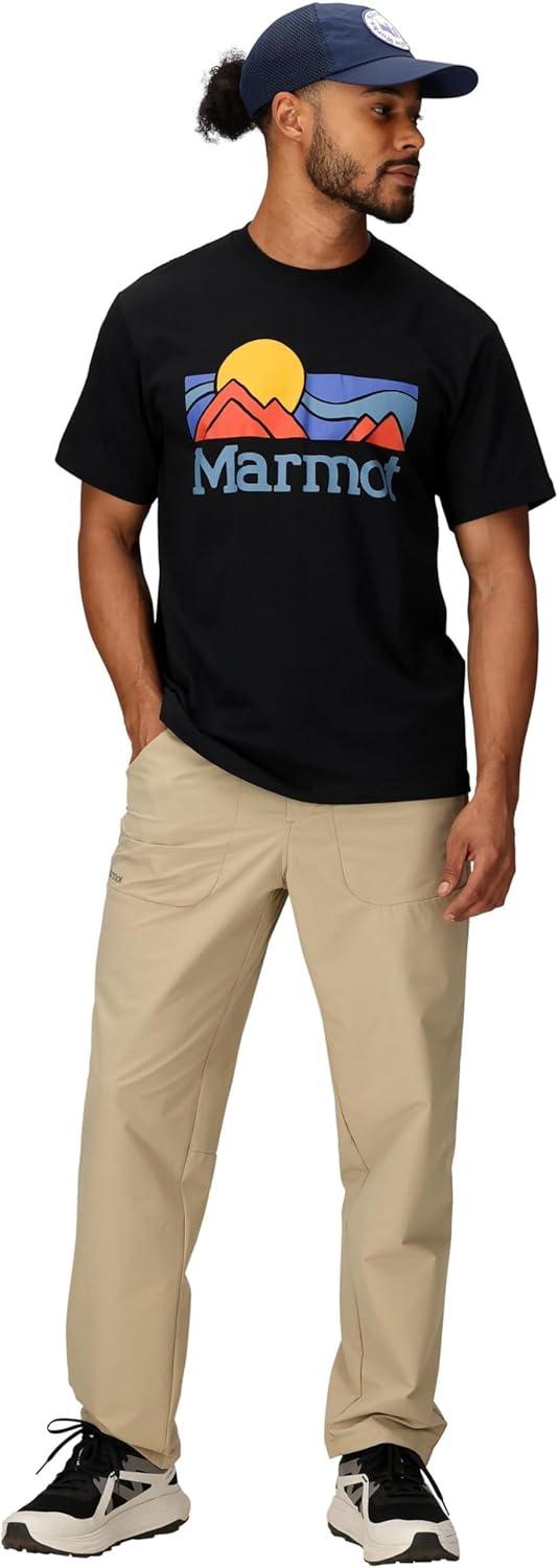 imageMARMOT Mens Coastal ShortSleeve TShirt Screen Printed Graphic on Soft Breathable EcoFriendly CottonPoly BlendBlack