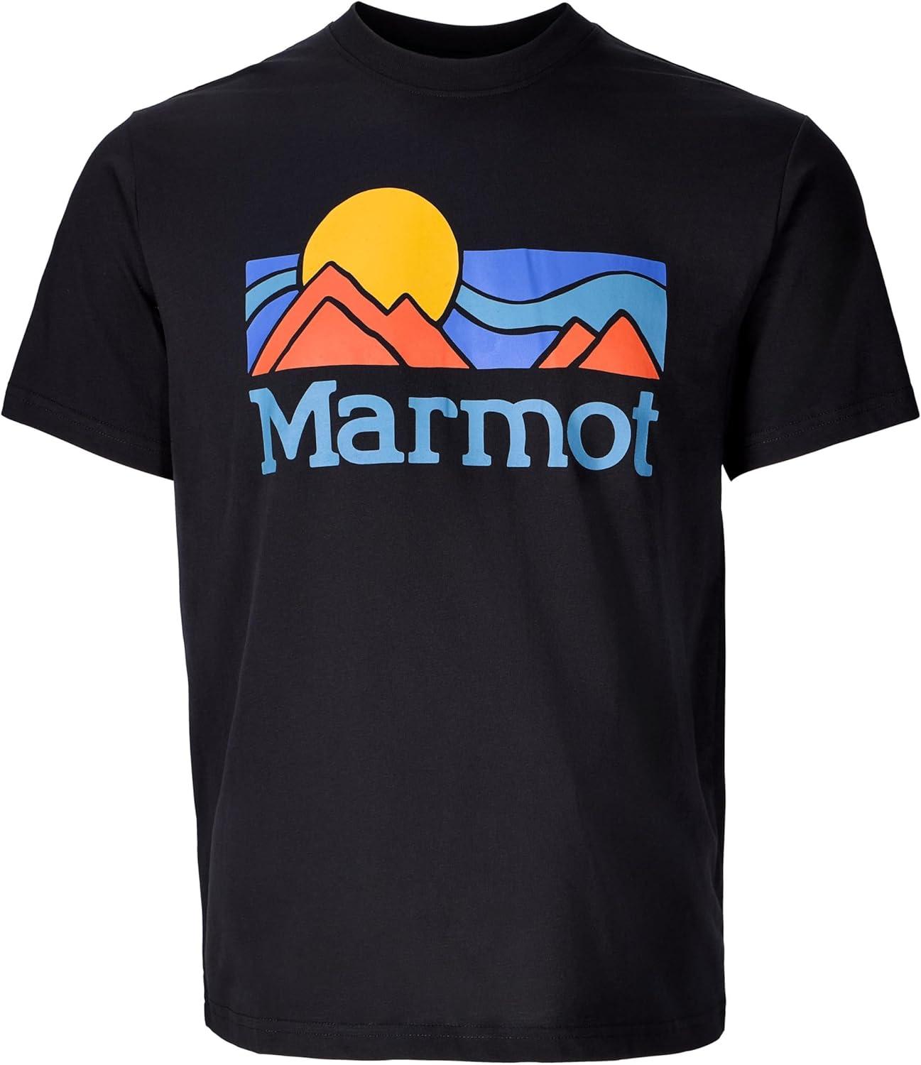 imageMARMOT Mens Coastal ShortSleeve TShirt Screen Printed Graphic on Soft Breathable EcoFriendly CottonPoly BlendBlack