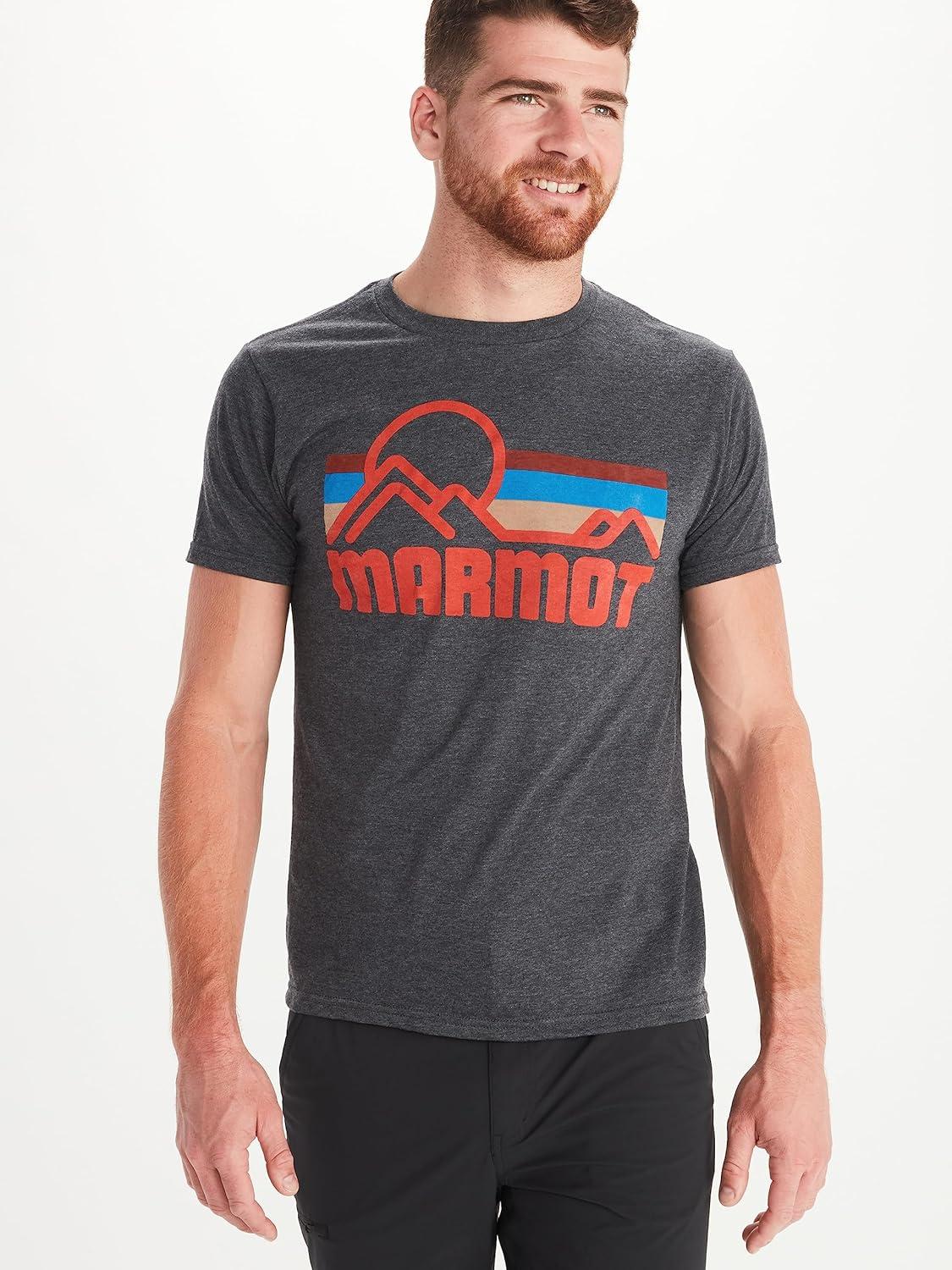imageMARMOT Mens Coastal ShortSleeve TShirt Screen Printed Graphic on Soft Breathable EcoFriendly CottonPoly BlendCharcoal Heather