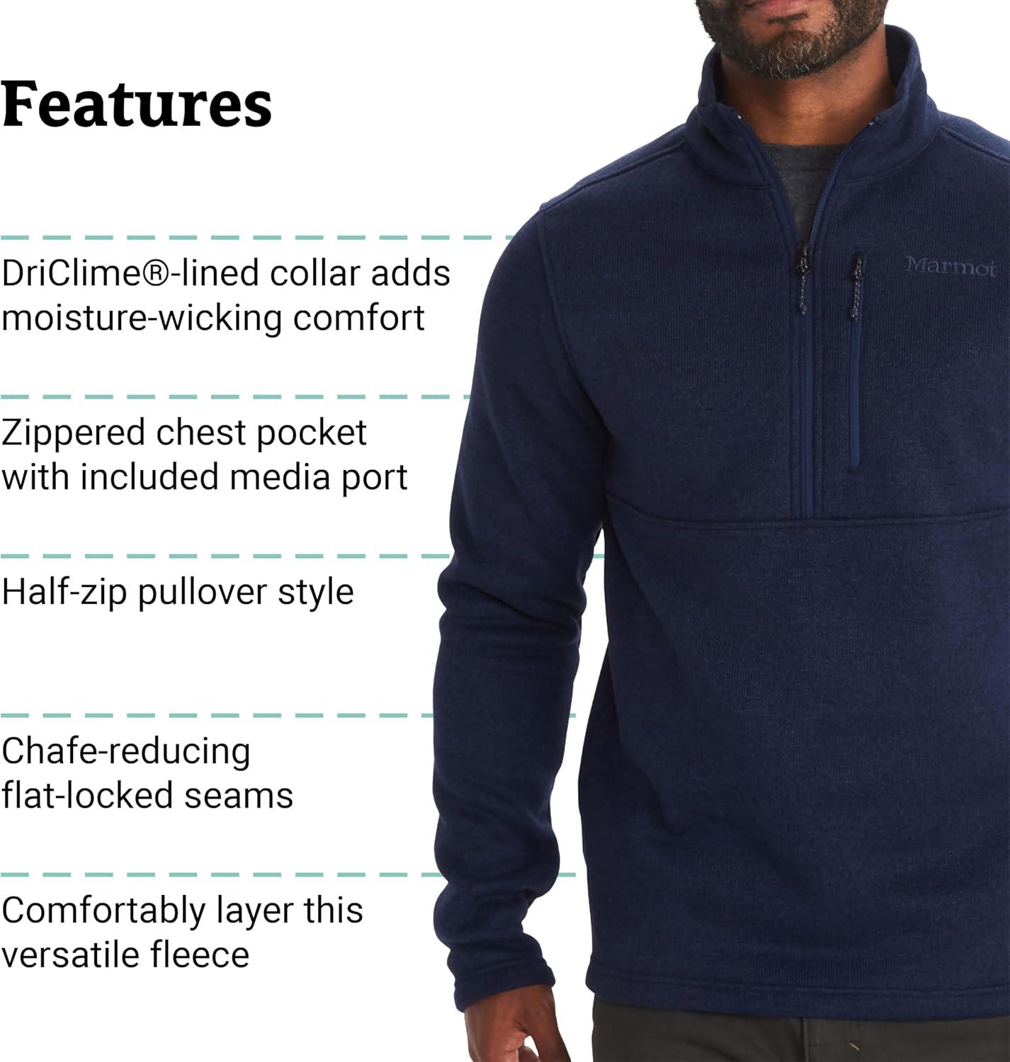 imageMARMOT Mens Drop Line 12 Zip Fleece JacketArctic Navy 2975