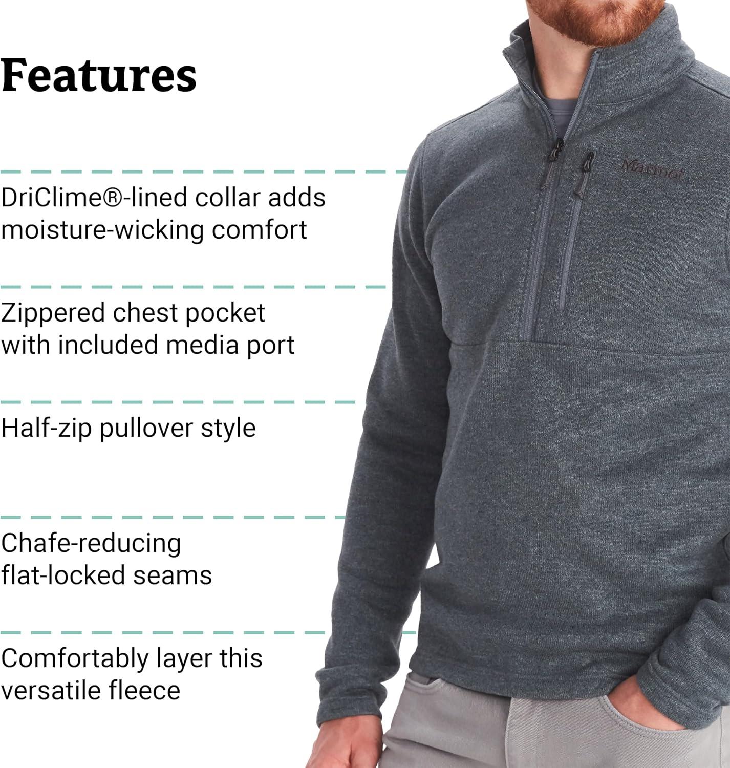 imageMARMOT Mens Drop Line 12 Zip Fleece JacketSteel Onyx 1515