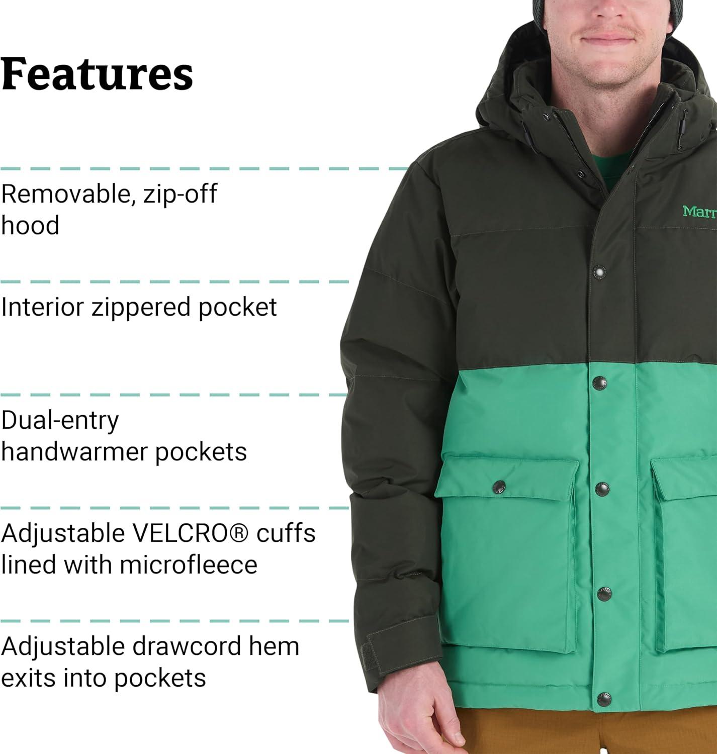 imageMARMOT Mens Fordham Down Jacket Waterproof Breathable 700Fill Insulated Puffer CoatGreen