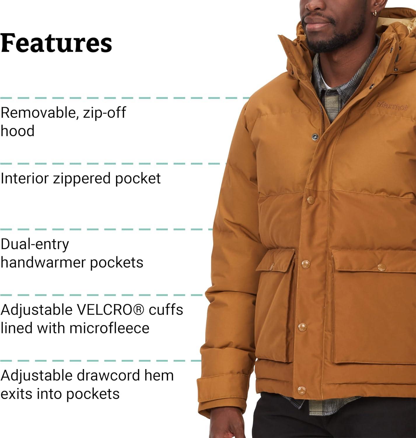 imageMARMOT Mens Fordham Down Jacket Waterproof Breathable 700Fill Insulated Puffer CoatHazel Latest Collection