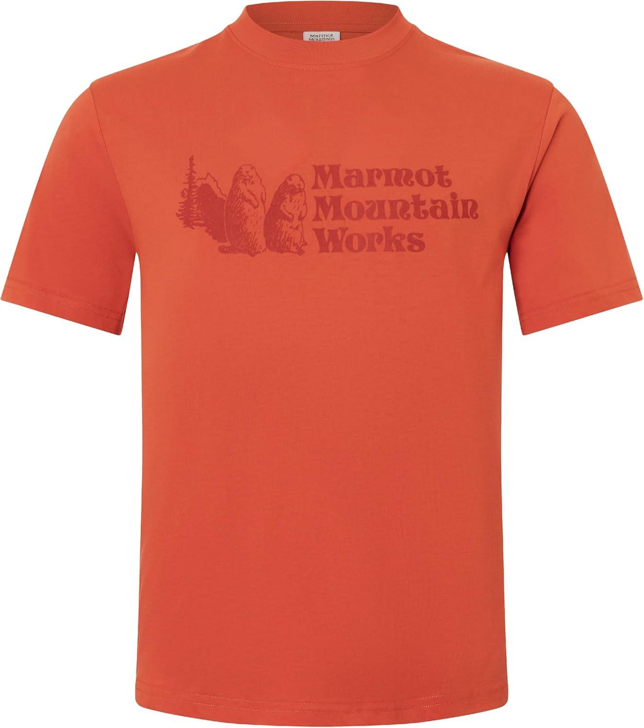 imageMARMOT Mens MMW ShortSleeve Tee Screen Printed Graphic on Soft Breathable EcoFriendly CottonPoly BlendGinger Blossom
