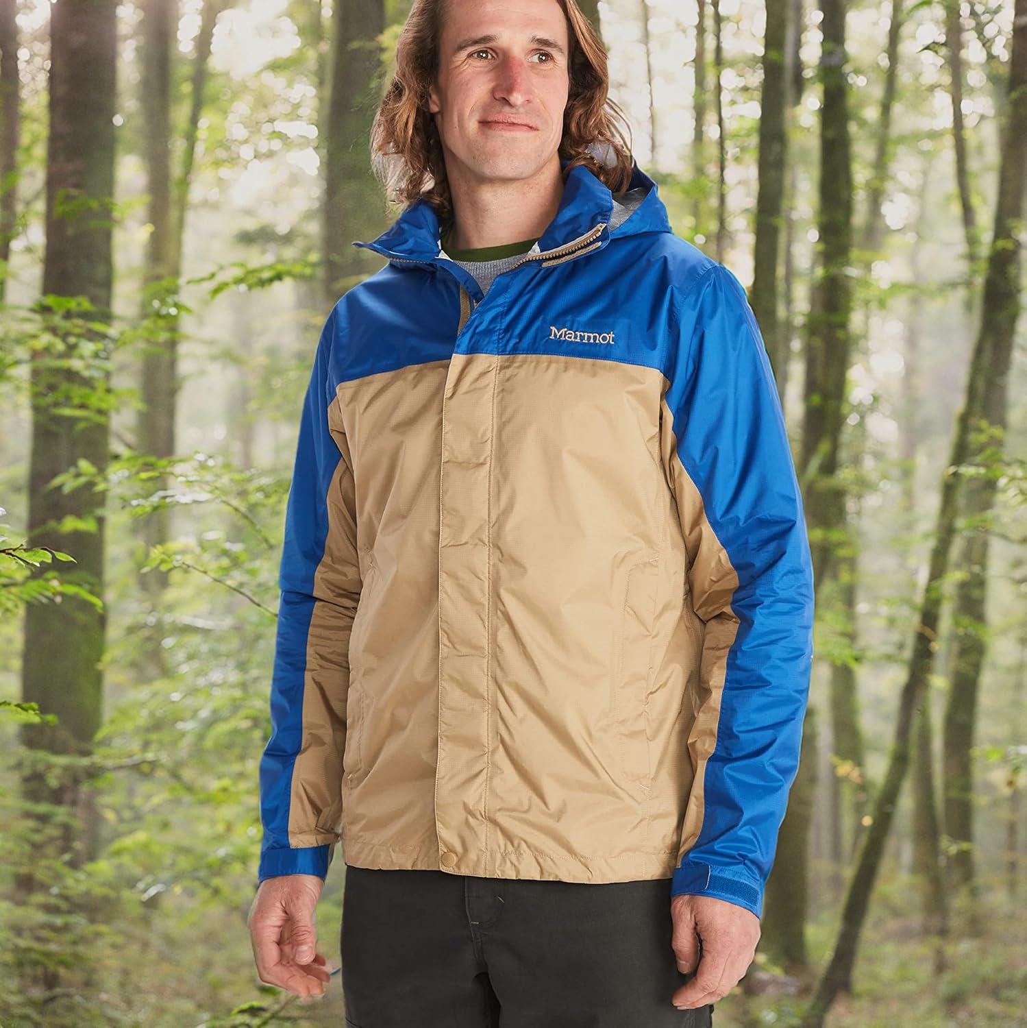 imageMARMOT Mens Precip Eco Waterproof Rain Jacket 100 Recycled Breathable Lightweight Packable RaincoatShetlandDark Azure