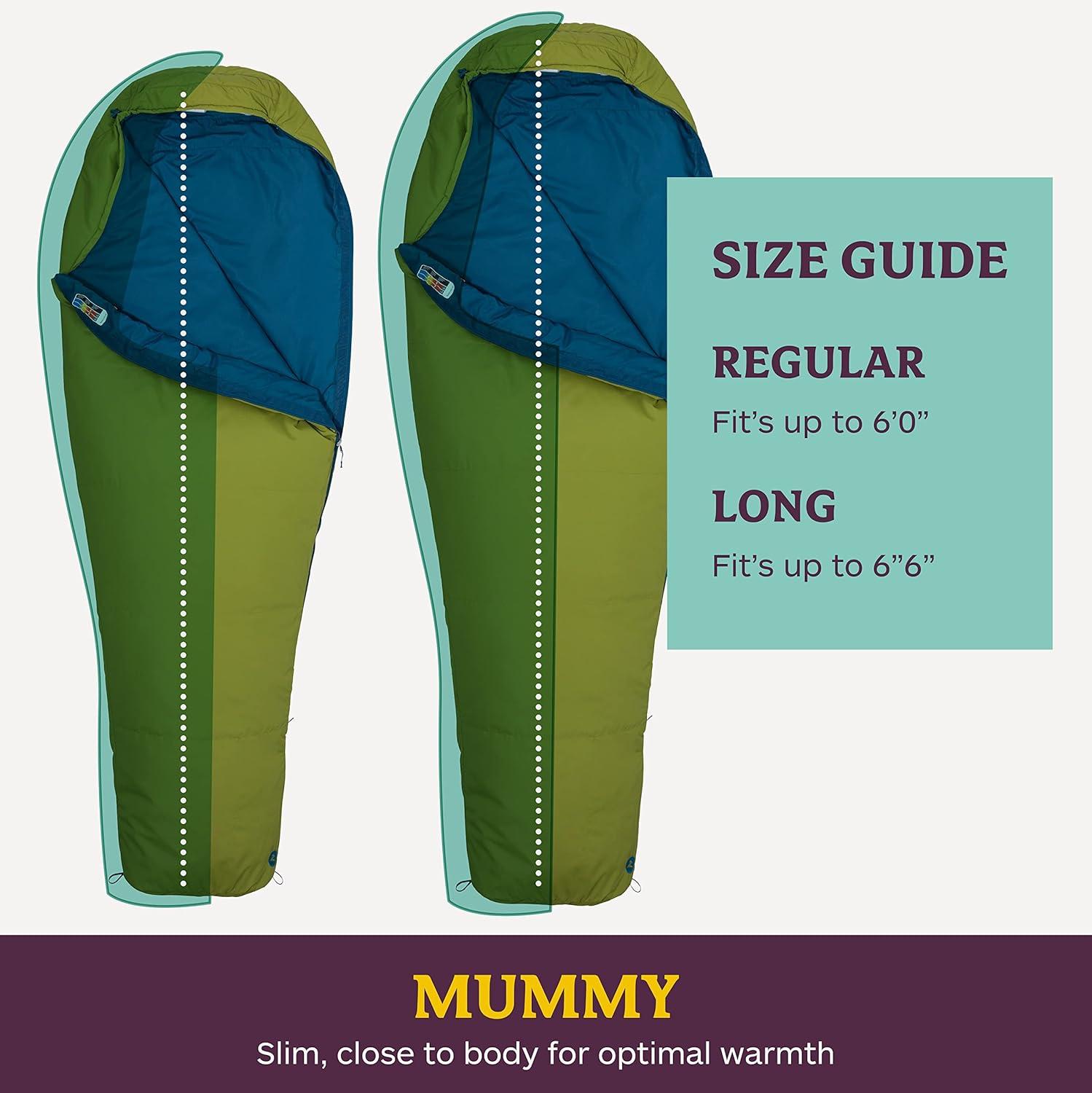 imageMARMOT Voyager 45 or 55 Mummy Sleeping Bags Synthetic Spirafil Insulation for Camping ampamp BackpackingCilantro