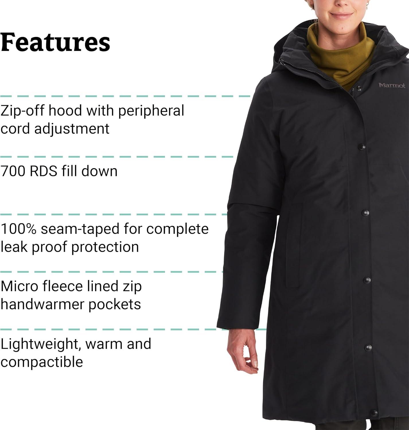 imageMARMOT Womens Chelsea 700 Down Fill Coat with HoodBlack Latest Collection
