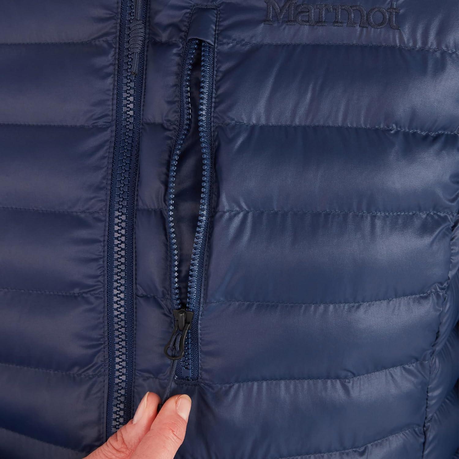 imageMARMOT Womens Echo Featherless Long Jacket MidThigh Lightweight DownAlternative Puffer with HoodArctic Navy Shiny Latest Collection