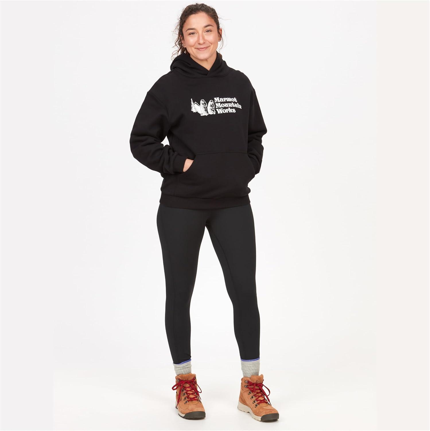 imageMARMOT Womens Marmot for Life Hoody Hooded Sweatshirt with Screen Printed Graphic DoubleLayer Hood and Kangaroo PocketBlack