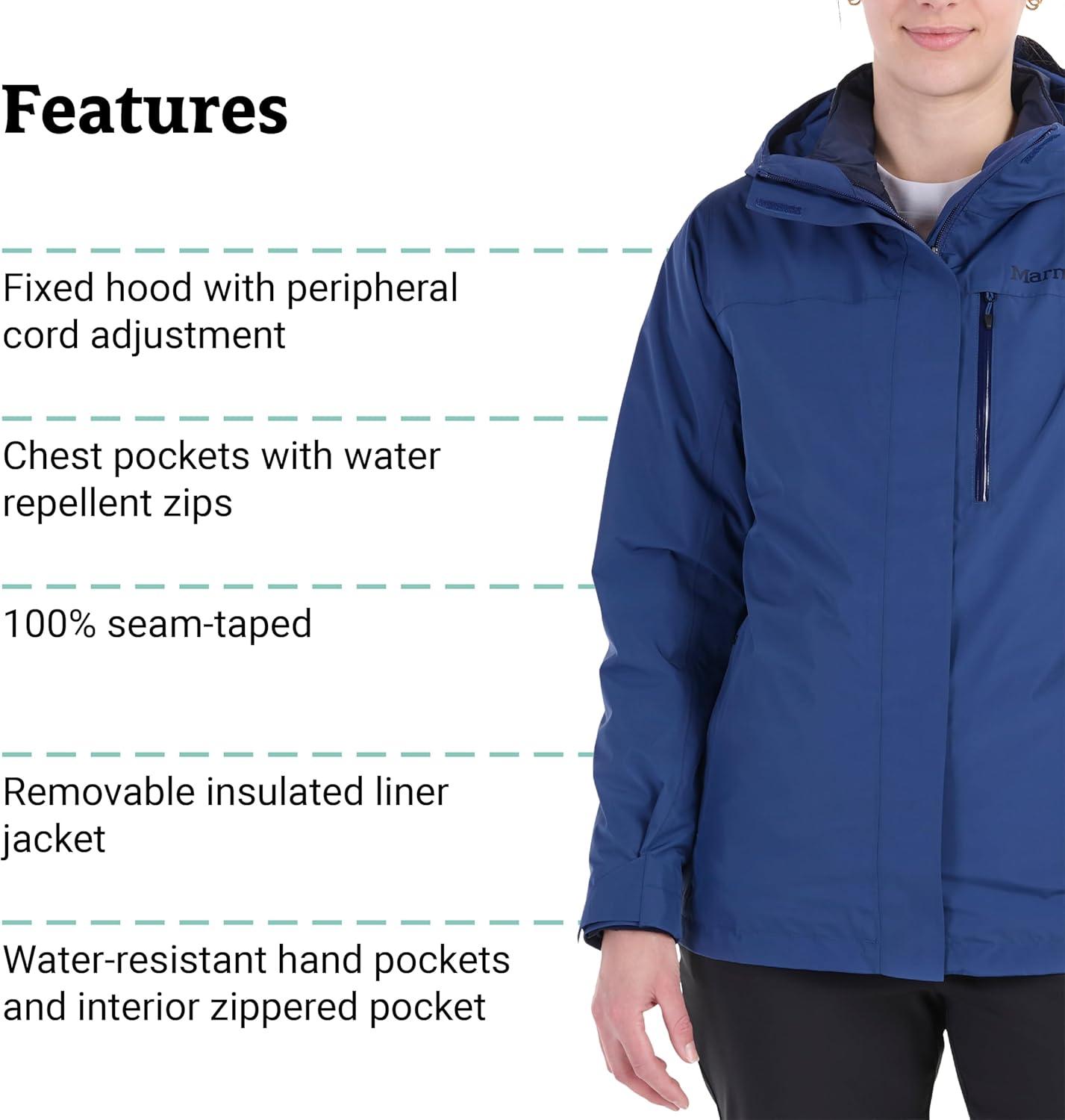 imageMARMOT Womens Ramble 3in1 Component Jacket Recycled Waterproof Shell with Hood and Removable Insulated Thermal R LinerTwilight Blue Latest Collection
