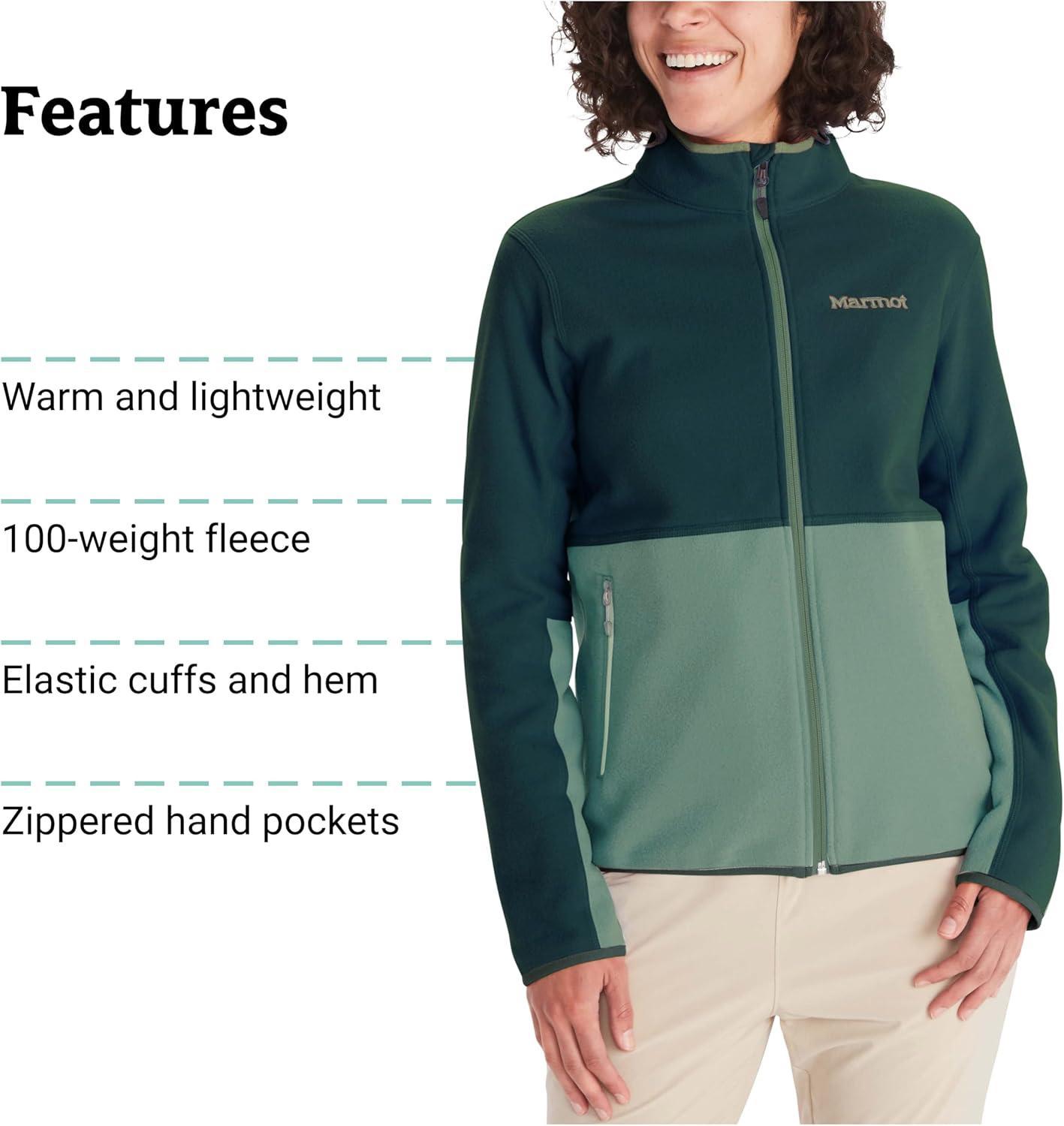 imageMARMOT Womens Rocklin Full Zip Fleece JacketDark JungleFrosty Green