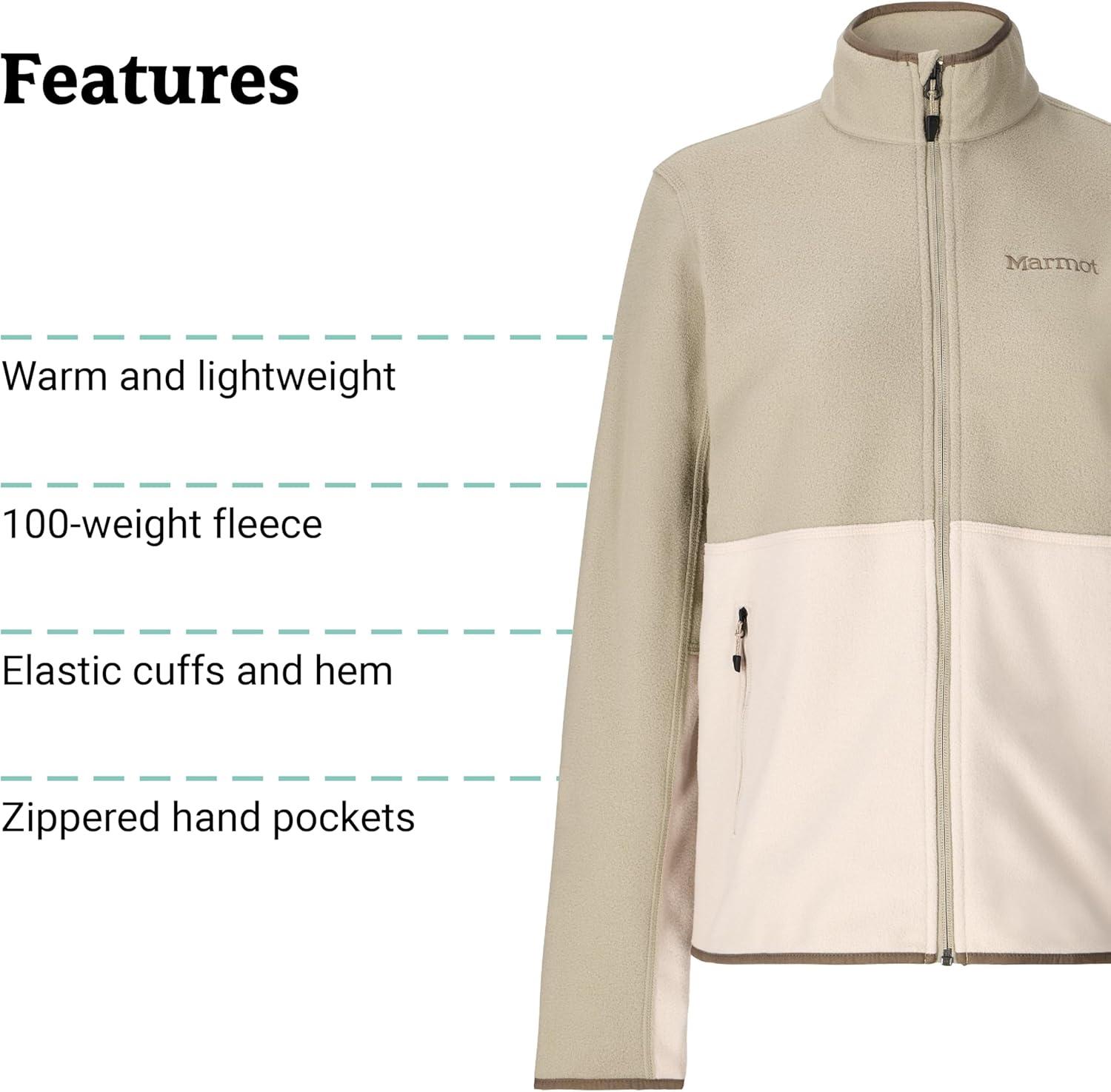 imageMARMOT Womens Rocklin Full Zip Fleece JacketShale GreyBirch Bark
