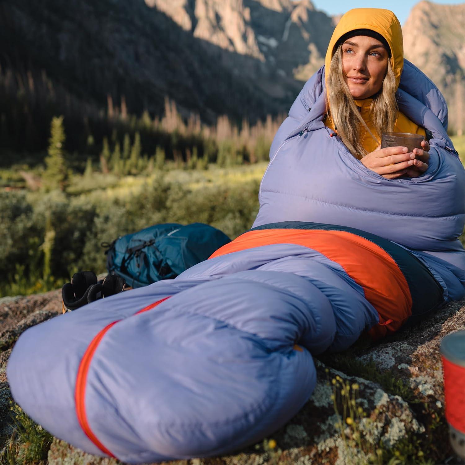 imageMARMOT Womens Teton 15 Sleeping Bag 650 Fill Down for Camping ampamp BackpackingPaisley PurpleArctic Navy