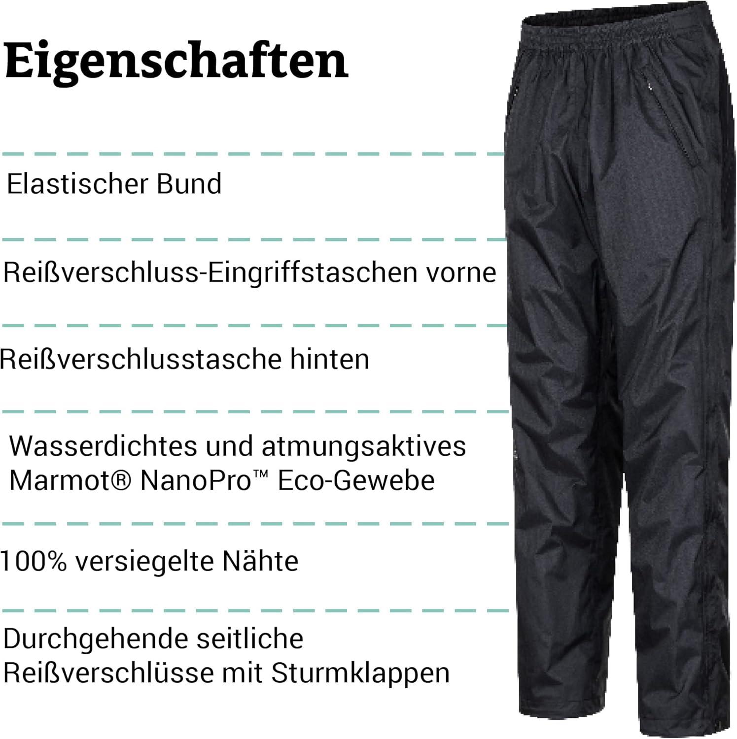 imageMarmot Mens PreCip Eco Rain Pant Lightweight Waterproof Packable Hiking Pants Made with Recycled MaterialsBlack 2