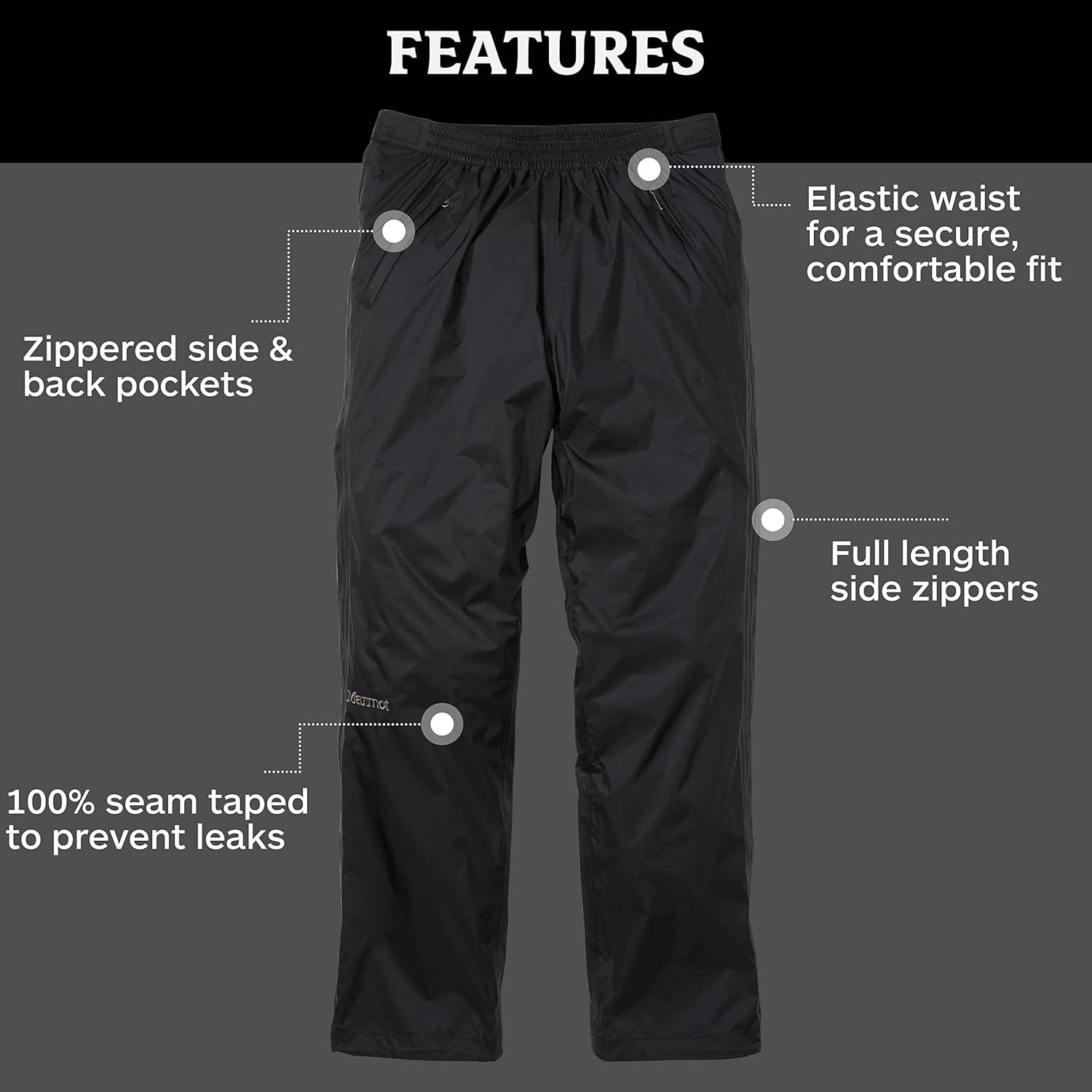 imageMarmot Mens PreCip Eco Rain Pant Lightweight Waterproof Packable Hiking Pants Made with Recycled MaterialsJet Black