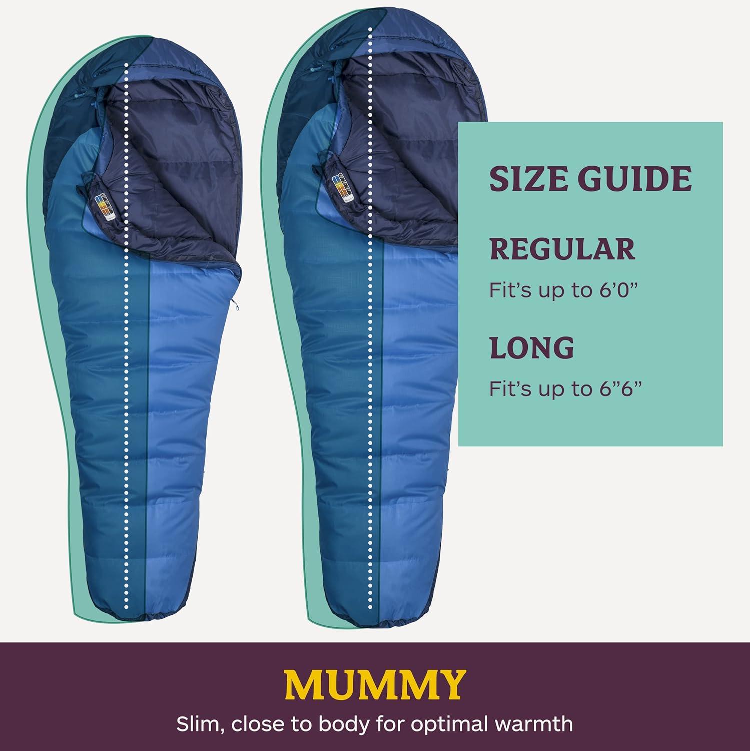 imageMarmot Mens Trestles 15 Sleeping Bag Insulated WaterResistant LeftZip Cobalt BlueBlue Night Long