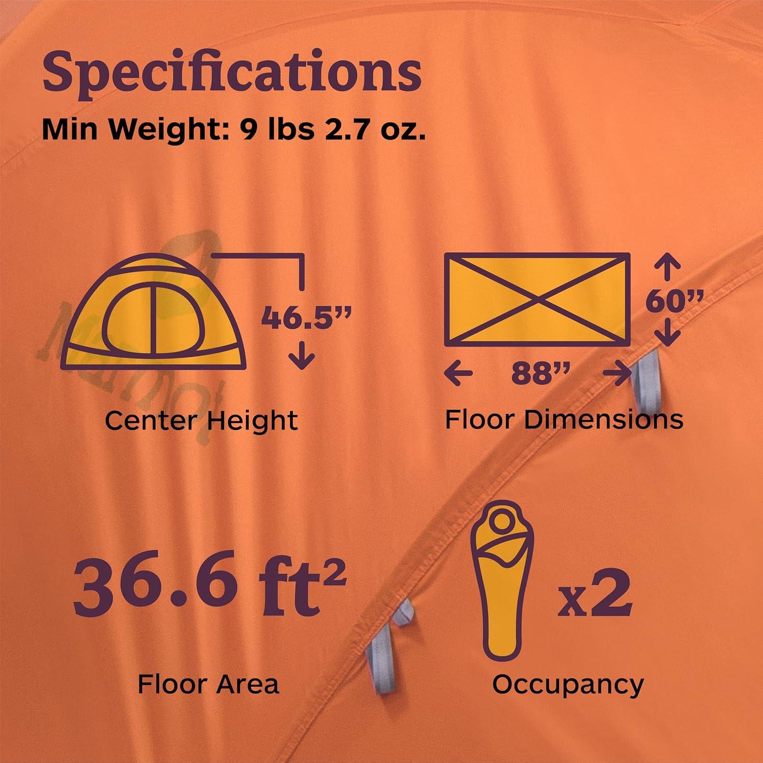 imageMarmot Thor 2Person Tent Easy SetUp WaterResistant Storm Ready Blaze 2 Person