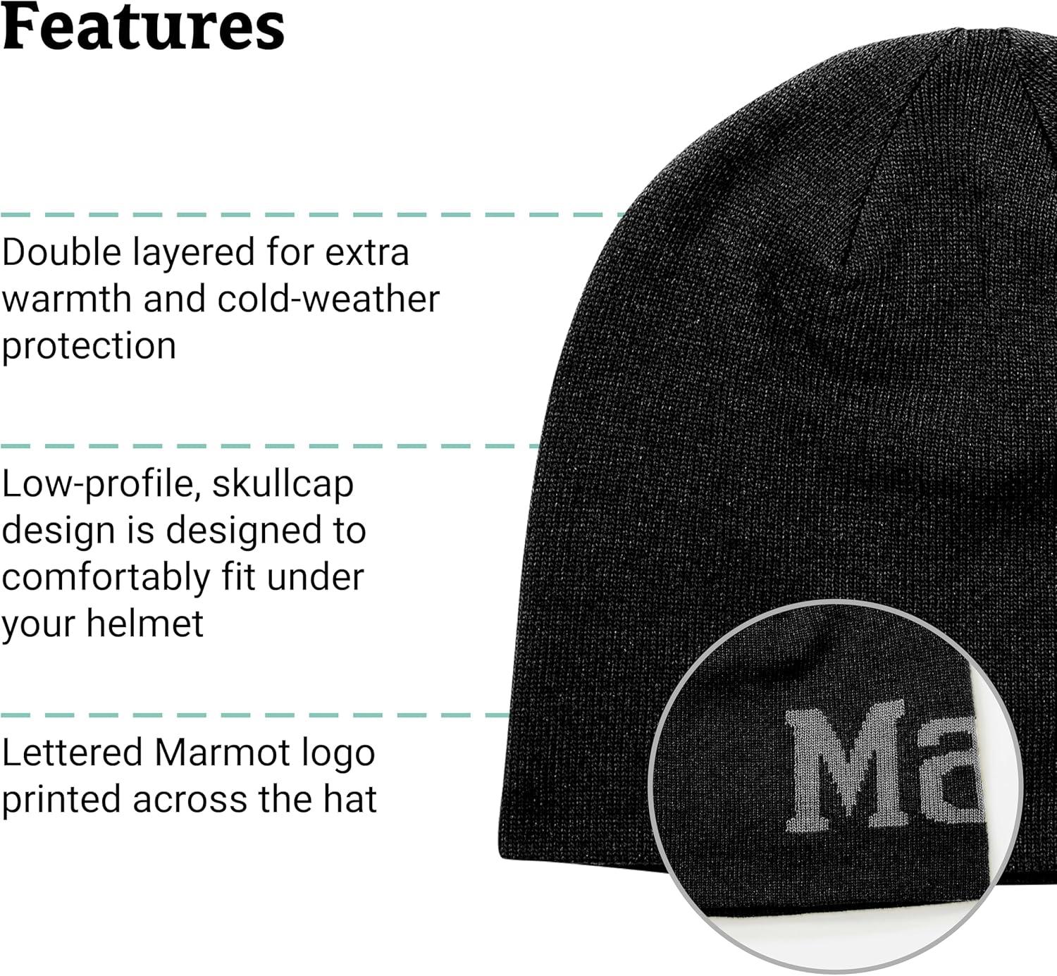 imageMarmot UnisexAdult Summit Hat Knit Skullcap BeanieBlackSteel Onyx