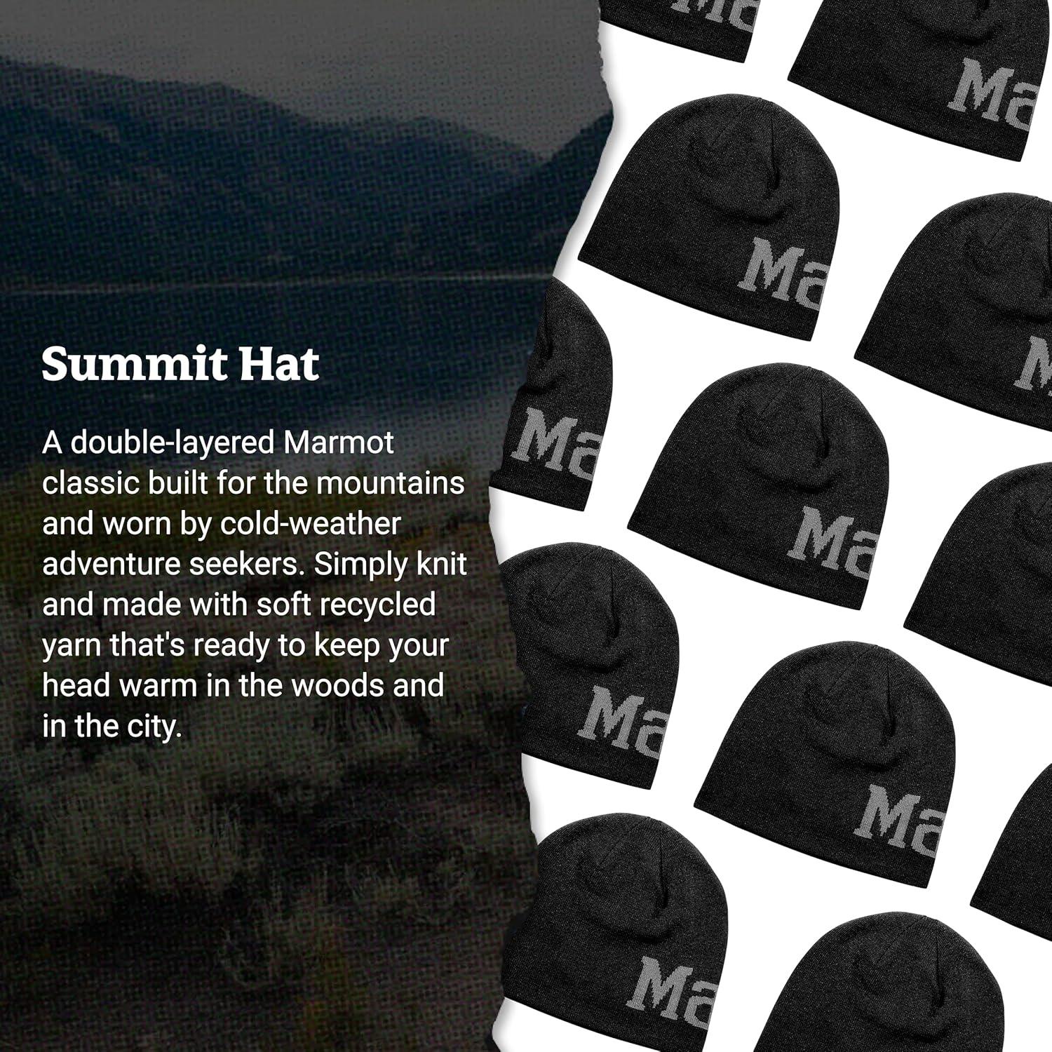 imageMarmot UnisexAdult Summit Hat Knit Skullcap BeanieBlackSteel Onyx