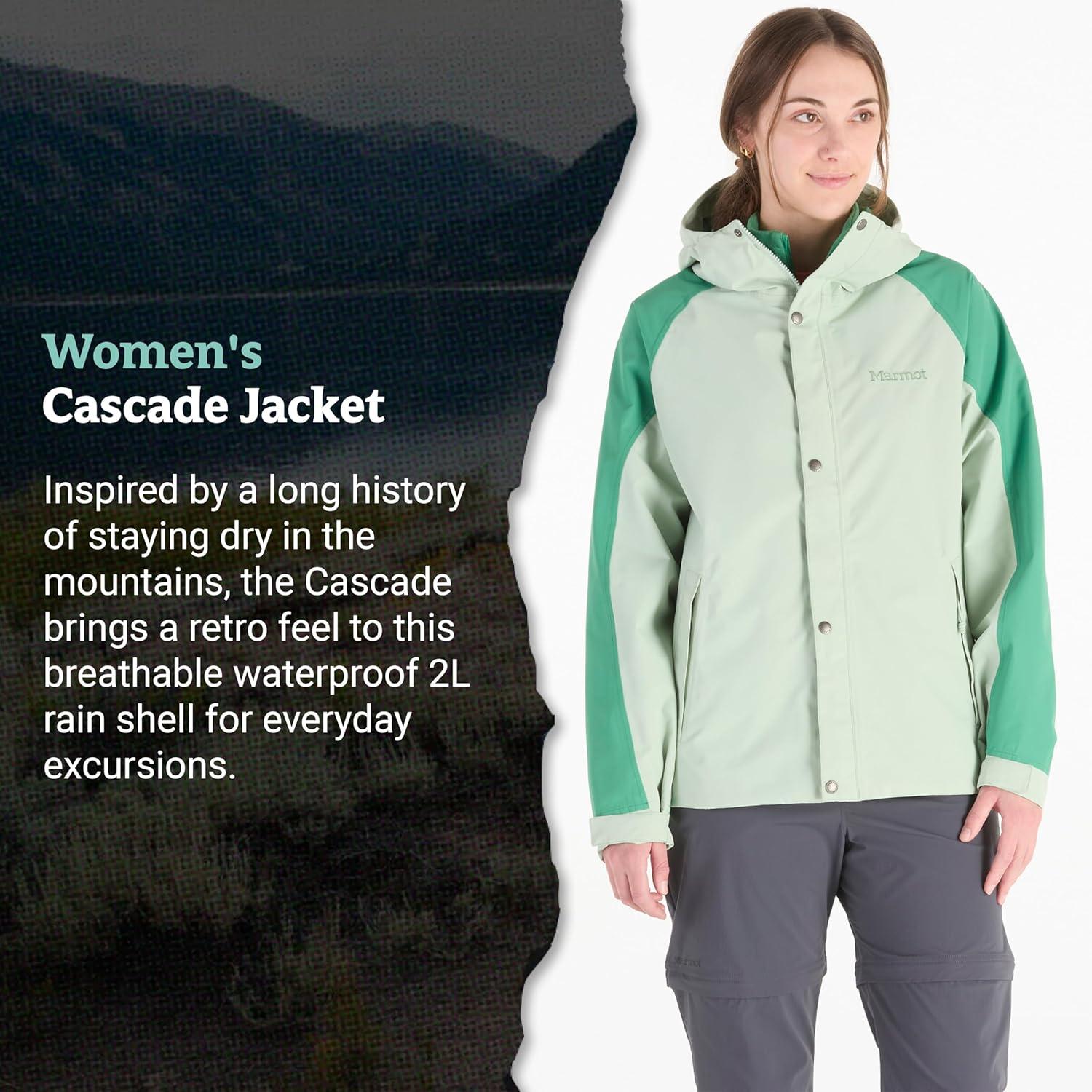 imageMarmot Womens Cascade Durable ampamp Waterproof Rain JacketFrosty GreenClover