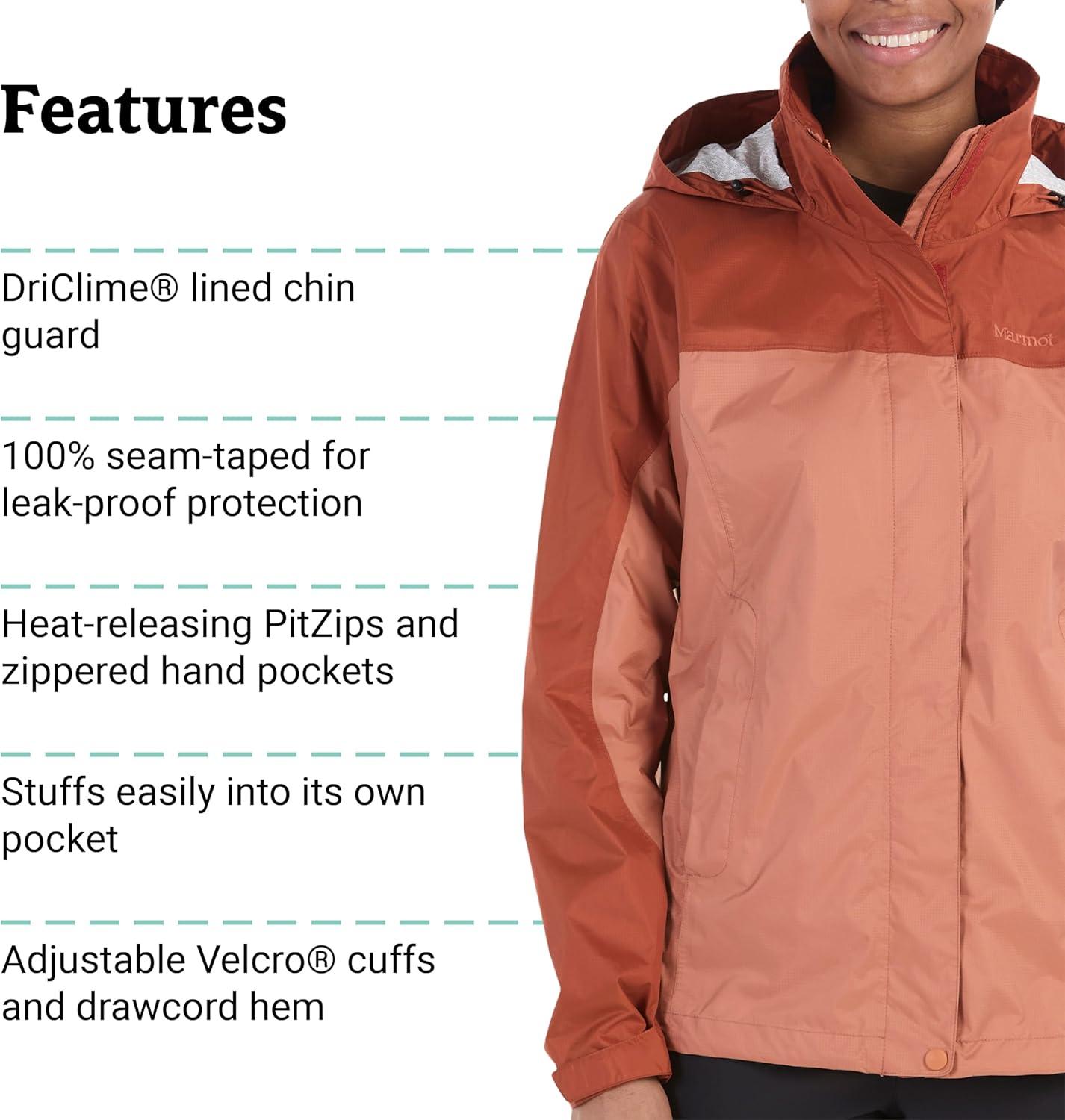 imageMarmot womens Womens Precip Eco Waterproof Rain JacketSunburnAuburn Latest Collection