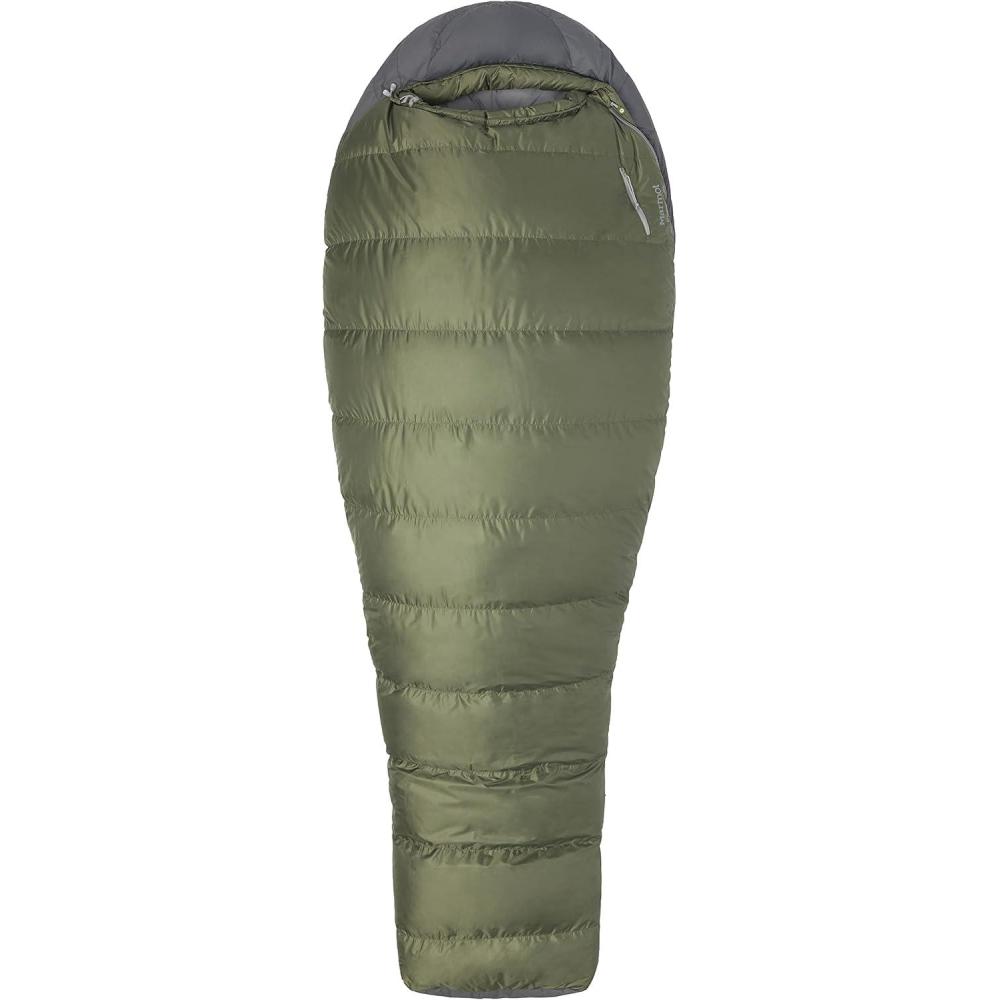 imageMARMOT Ironwood Mummy Sleeping Bag 650 Fill Down Lightweight 30Degree Rating Bomber GreenSteel Onyx Regular