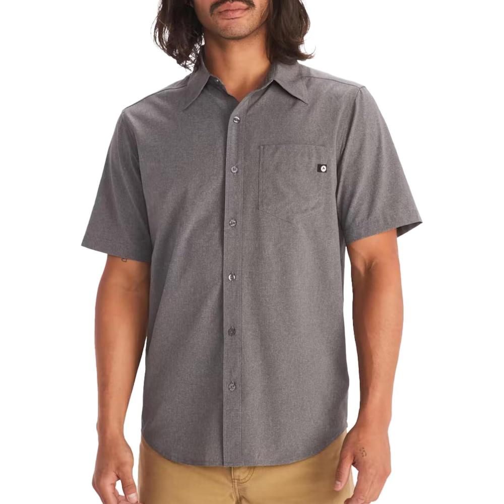 imageMARMOT Mens Aerobora Short Sleeve ButtonDown Shirt Lightweight Packable QuickDrying UPF ProtectionCinder