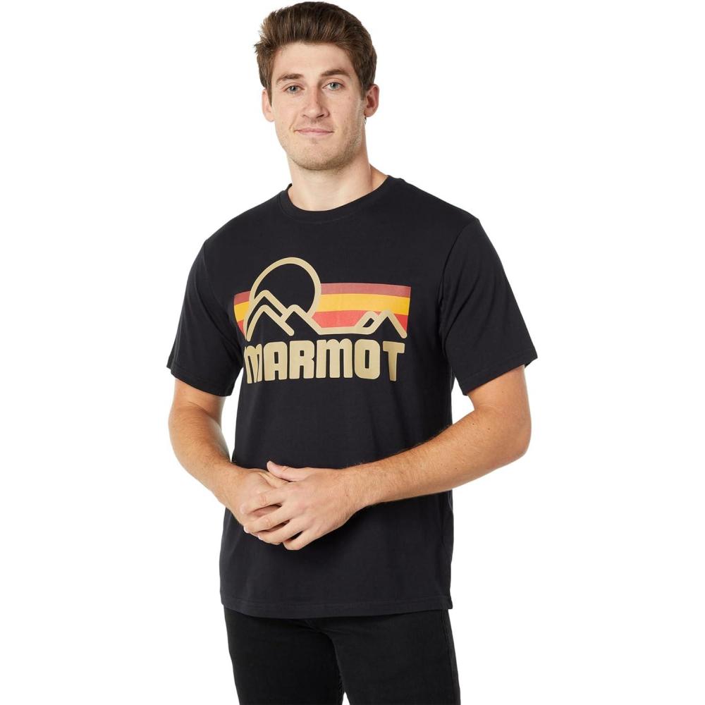 imageMARMOT Mens Coastal ShortSleeve TShirt  Screen Printed Graphic on Soft Breathable EcoFriendly CottonPoly BlendBlack