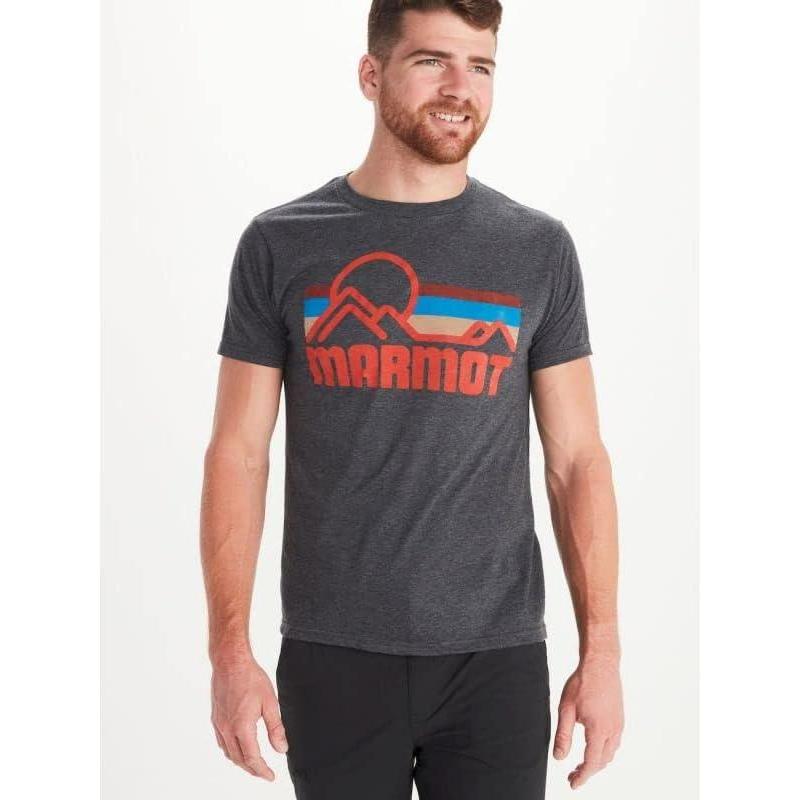 imageMARMOT Mens Coastal ShortSleeve TShirt Screen Printed Graphic on Soft Breathable EcoFriendly CottonPoly BlendCharcoal Heather