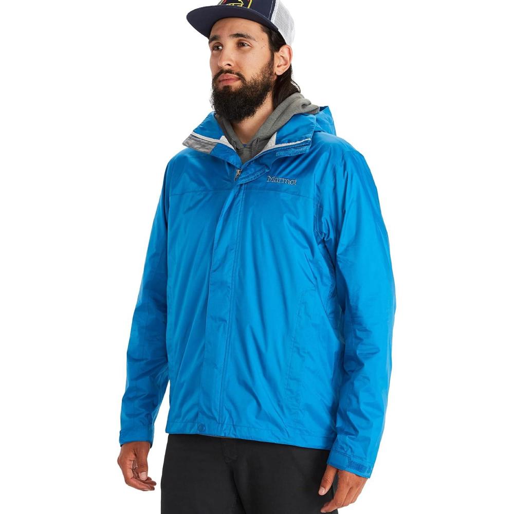 imageMARMOT Mens Precip Eco Waterproof Rain Jacket 100 Recycled Breathable Lightweight Packable RaincoatClassic Blue