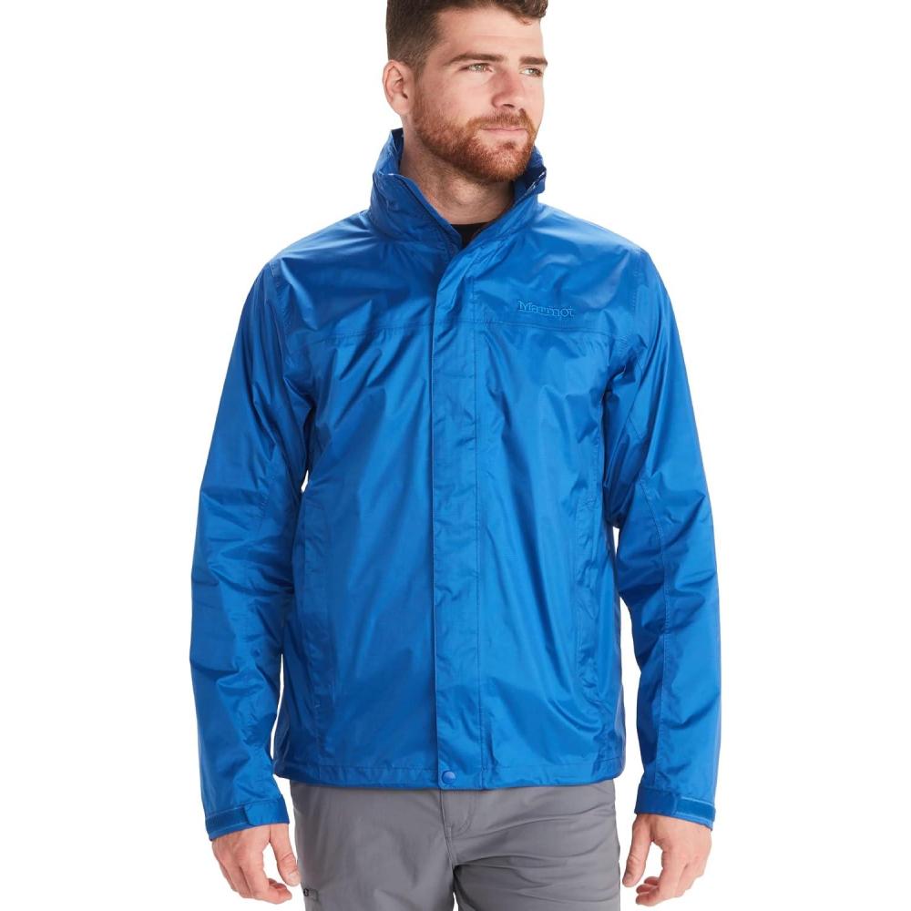 imageMARMOT Mens Precip Eco Waterproof Rain Jacket 100 Recycled Breathable Lightweight Packable RaincoatDark Azure