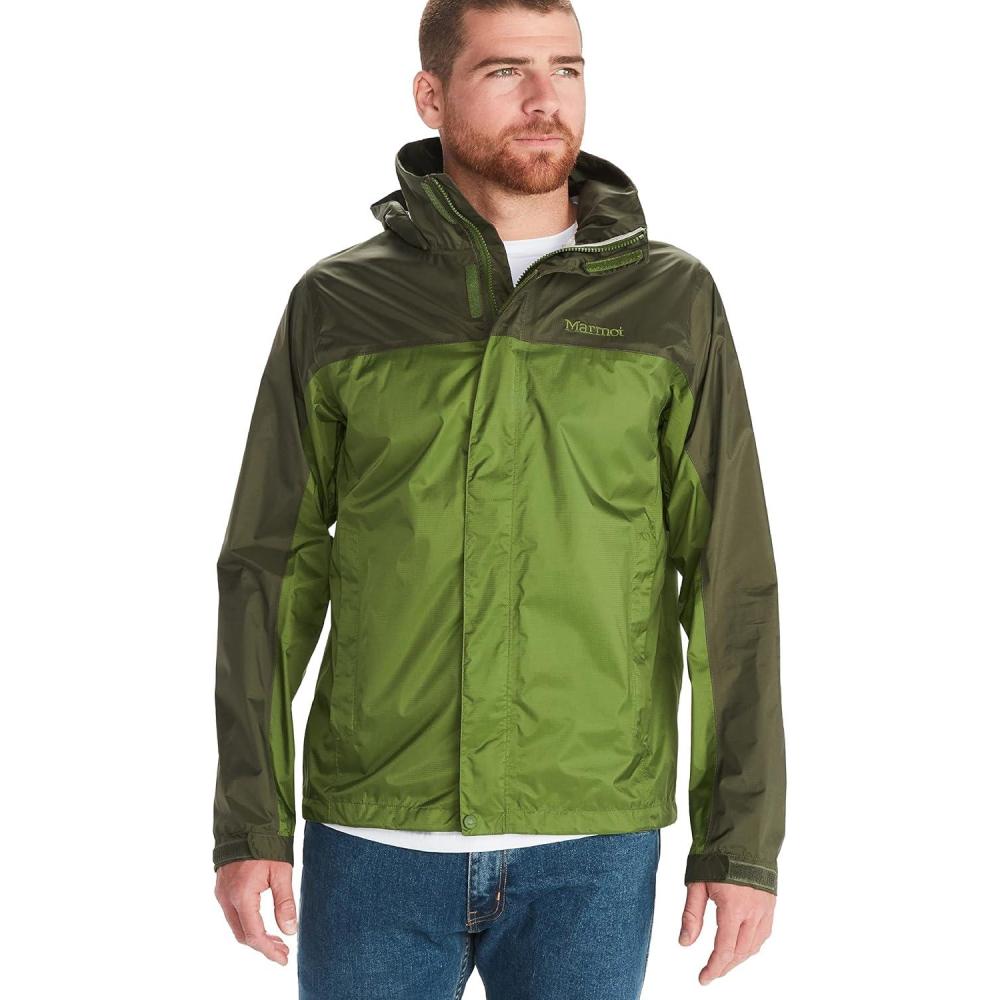 imageMARMOT Mens Precip Eco Waterproof Rain Jacket 100 Recycled Breathable Lightweight Packable RaincoatFoliage Nori