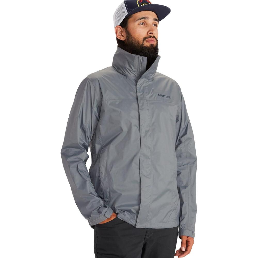 imageMARMOT Mens Precip Eco Waterproof Rain Jacket 100 Recycled Breathable Lightweight Packable RaincoatGray
