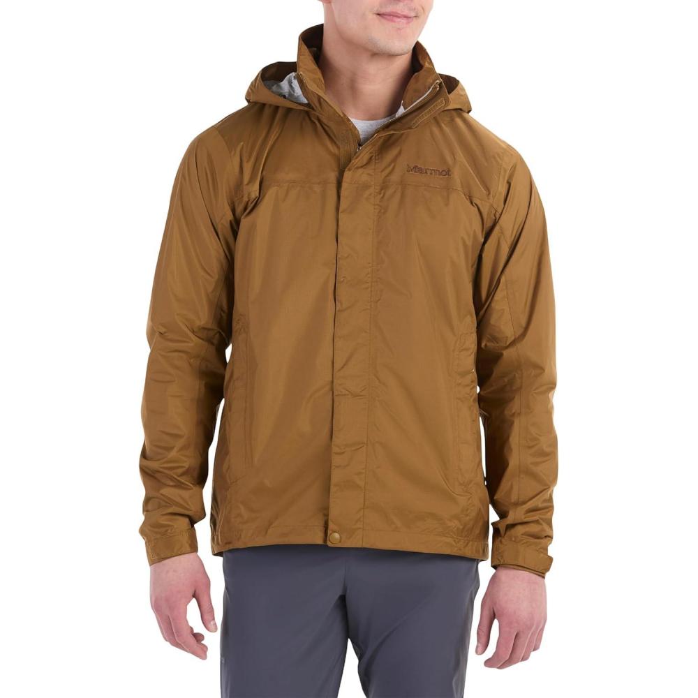imageMARMOT Mens Precip Eco Waterproof Rain Jacket 100 Recycled Breathable Lightweight Packable RaincoatHazel Latest Collection