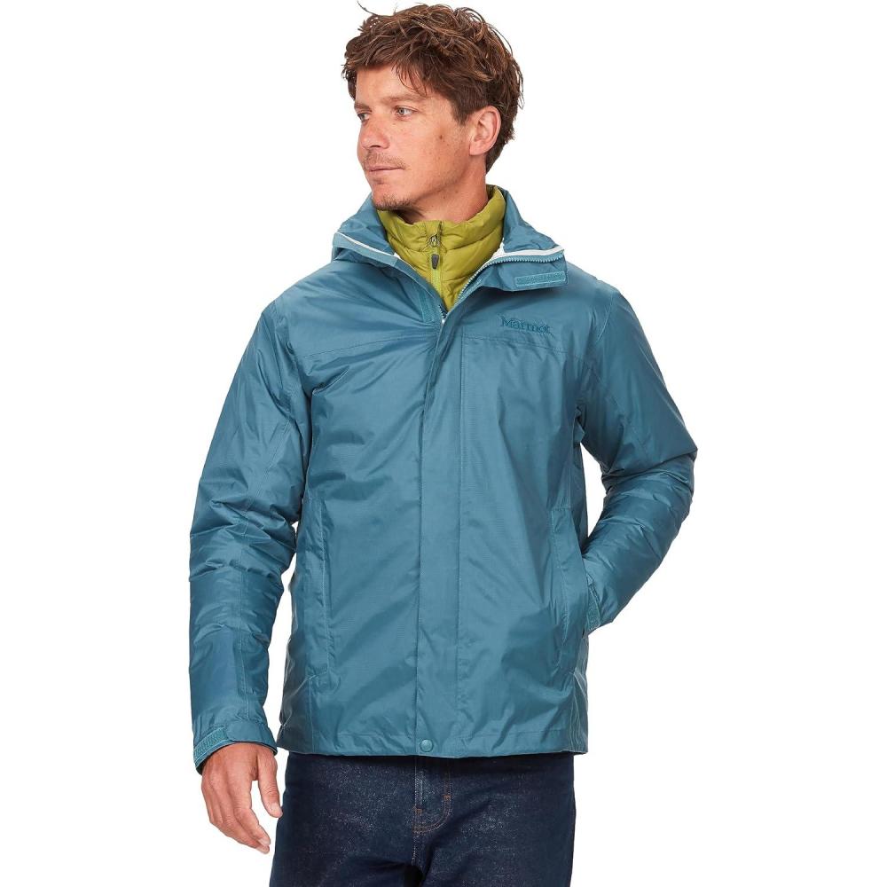 imageMARMOT Mens Precip Eco Waterproof Rain Jacket 100 Recycled Breathable Lightweight Packable RaincoatMoon River