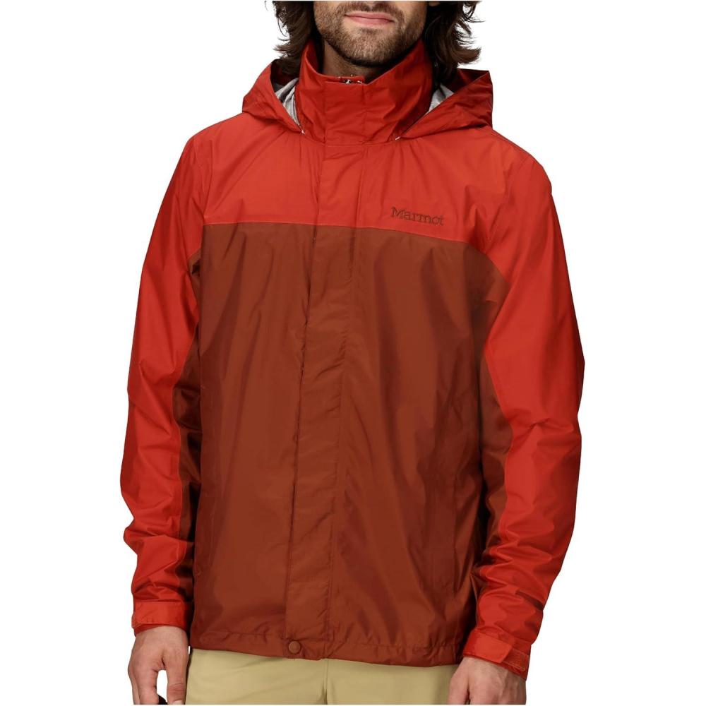 imageMARMOT Mens Precip Eco Waterproof Rain Jacket 100 Recycled Breathable Lightweight Packable RaincoatPecanSumac Latest Collection