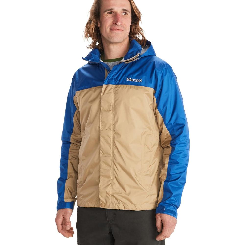imageMARMOT Mens Precip Eco Waterproof Rain Jacket 100 Recycled Breathable Lightweight Packable RaincoatShetlandDark Azure