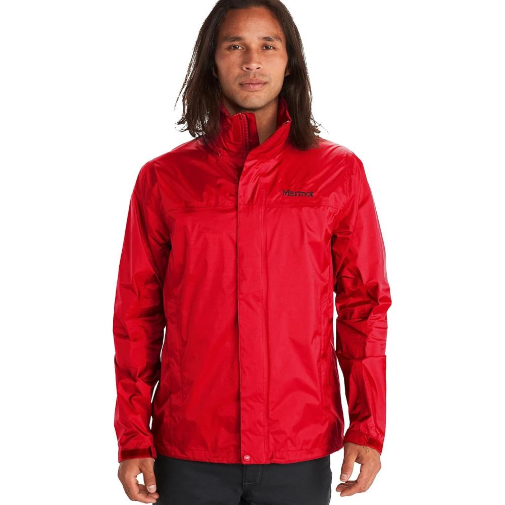 imageMARMOT Mens Precip Eco Waterproof Rain Jacket  100 Recycled Breathable Lightweight Packable RaincoatTeam Red