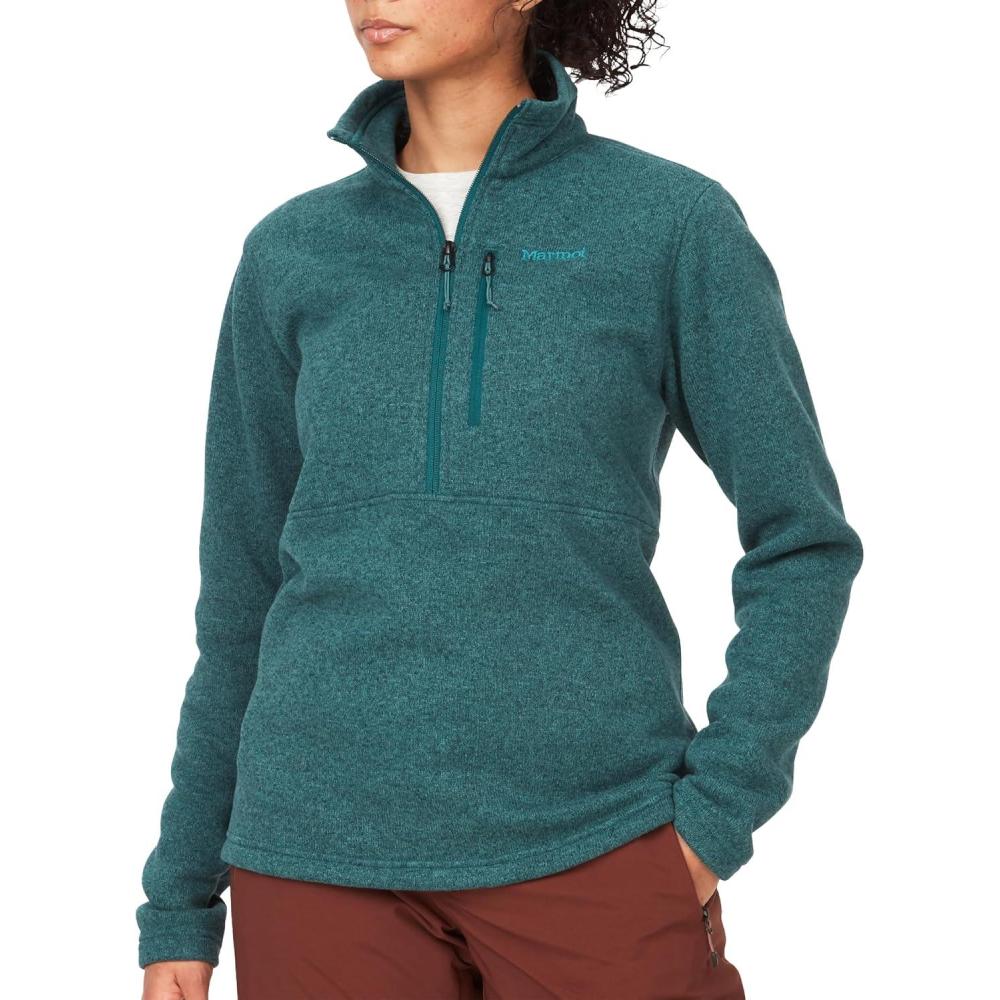 imageMARMOT Womens Drop Line 12 Zip Pullover Jacket Lightweight Breathable 100Weight Sweater FleeceDark Jungle