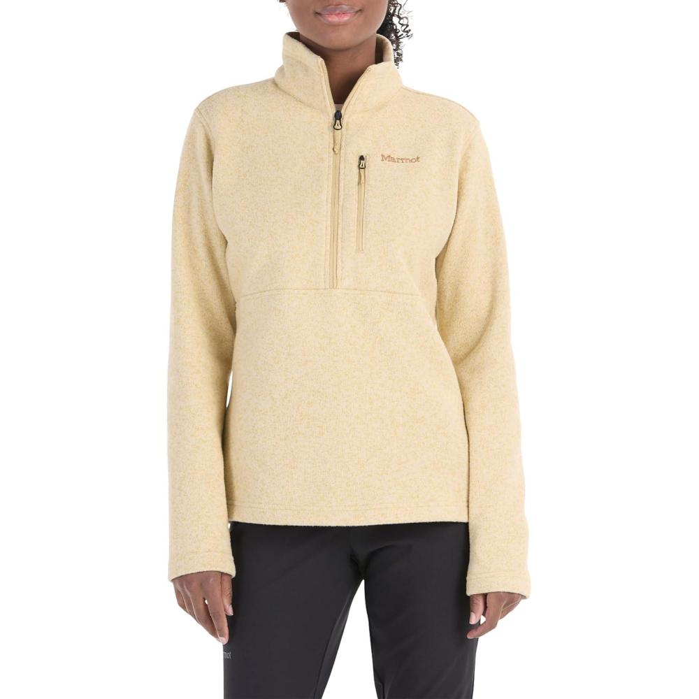 imageMARMOT Womens Drop Line 12 Zip Pullover Jacket Lightweight Breathable 100Weight Sweater FleeceLight Oak