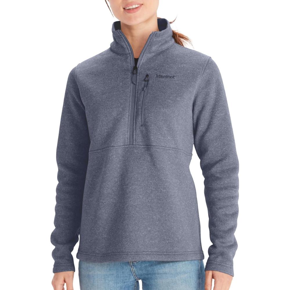 imageMARMOT Womens Drop Line 12 Zip Pullover Jacket Lightweight Breathable 100Weight Sweater FleeceSteel Onyx