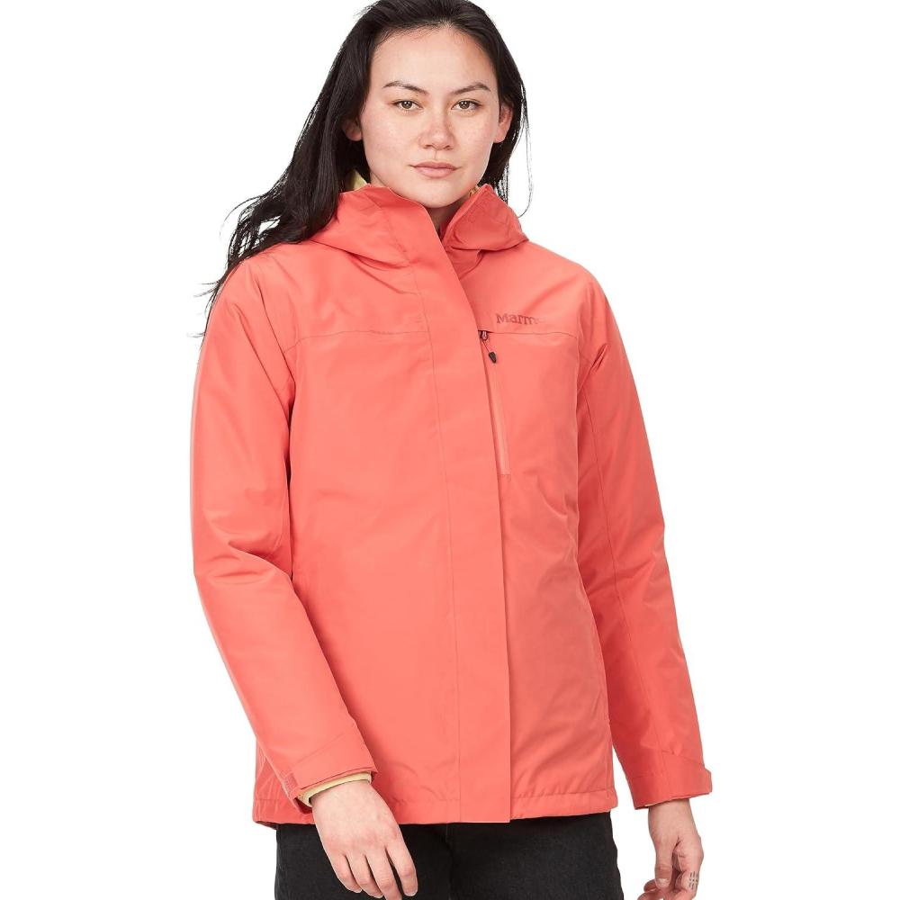 imageMARMOT Womens Ramble 3in1 Component Jacket Recycled Waterproof Shell with Hood and Removable Insulated Thermal R LinerGrapefruit