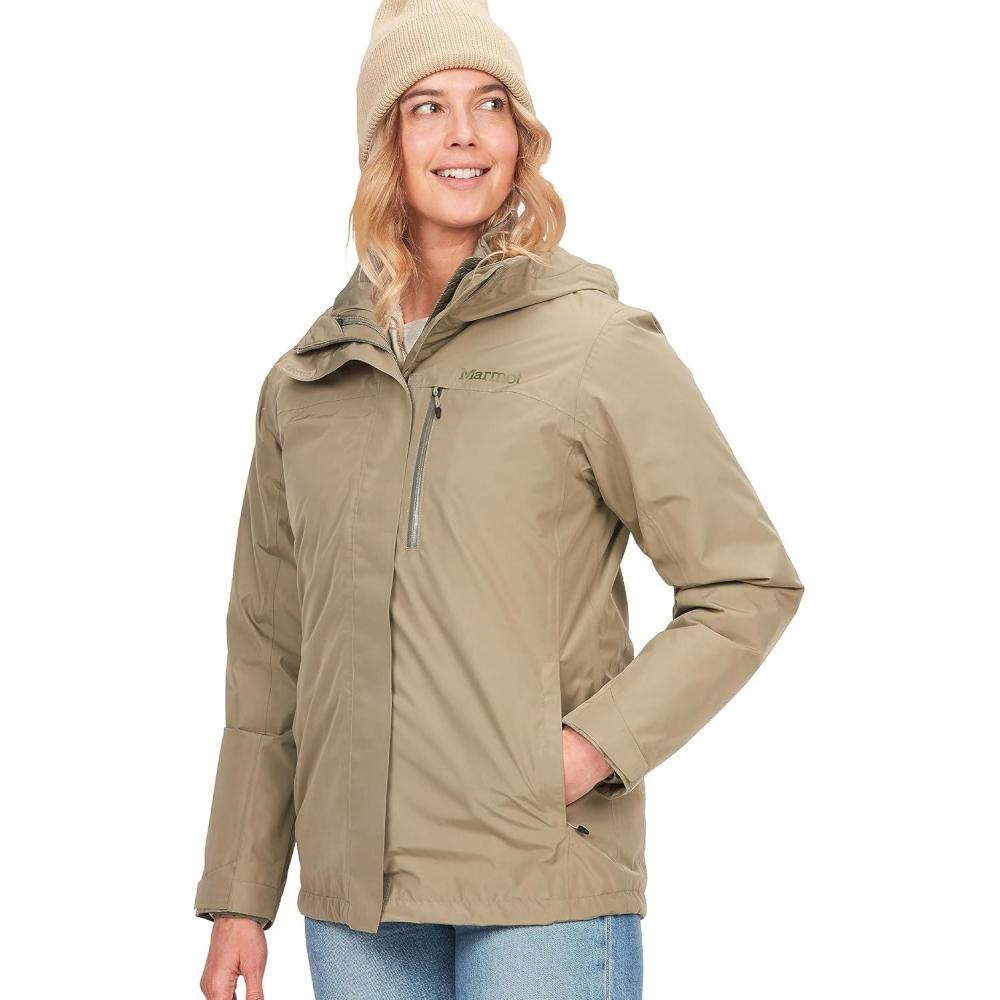 imageMARMOT Womens Ramble 3in1 Component Jacket Recycled Waterproof Shell with Hood and Removable Insulated Thermal R LinerVetiver