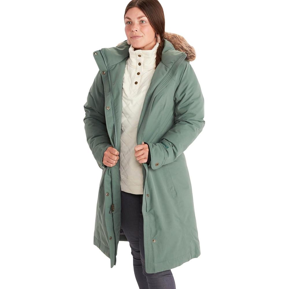 imageMARMOT womens Chelsea Waterproof Down Rain Coat Fill Power 700Urban Army