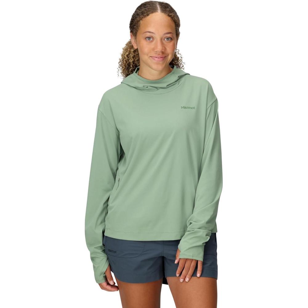 imageMARMOT womens Womens Air Exchange Upf 50 HoodyAgate Green