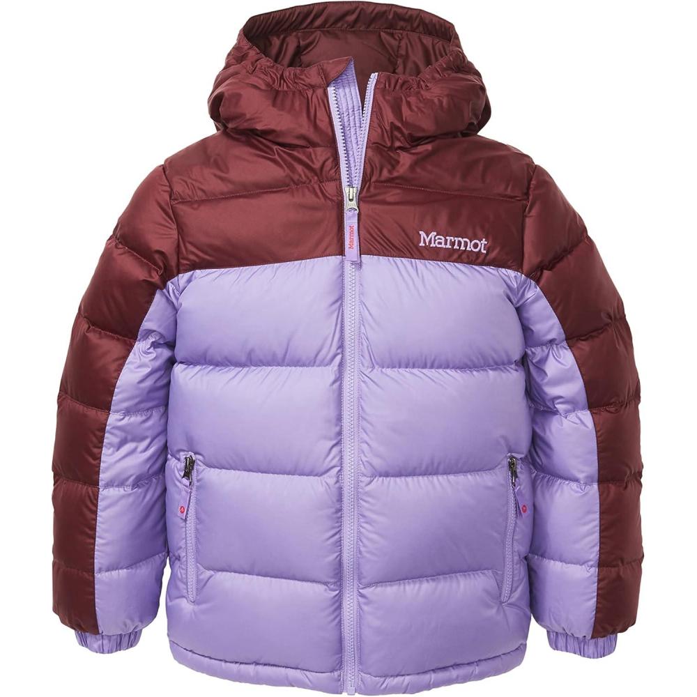 imageMarmot Kids Guides Down Hoody  700 Fill Insulated WaterResistant Lightweight Puffer Jacket with HoodPaisley PurplePort Royal
