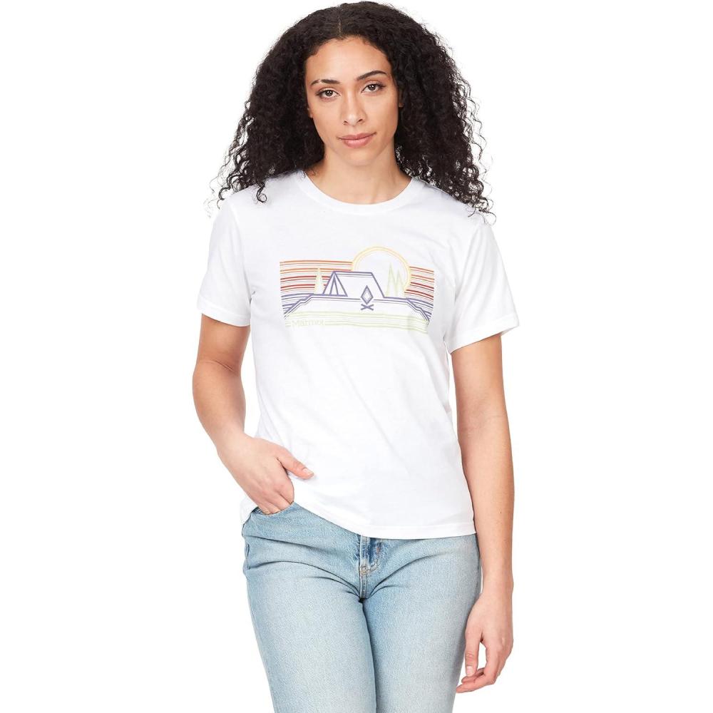 imageMarmot Womens Logo TShirts Printed Graphic on Cotton TeeBivouac WhitePurple